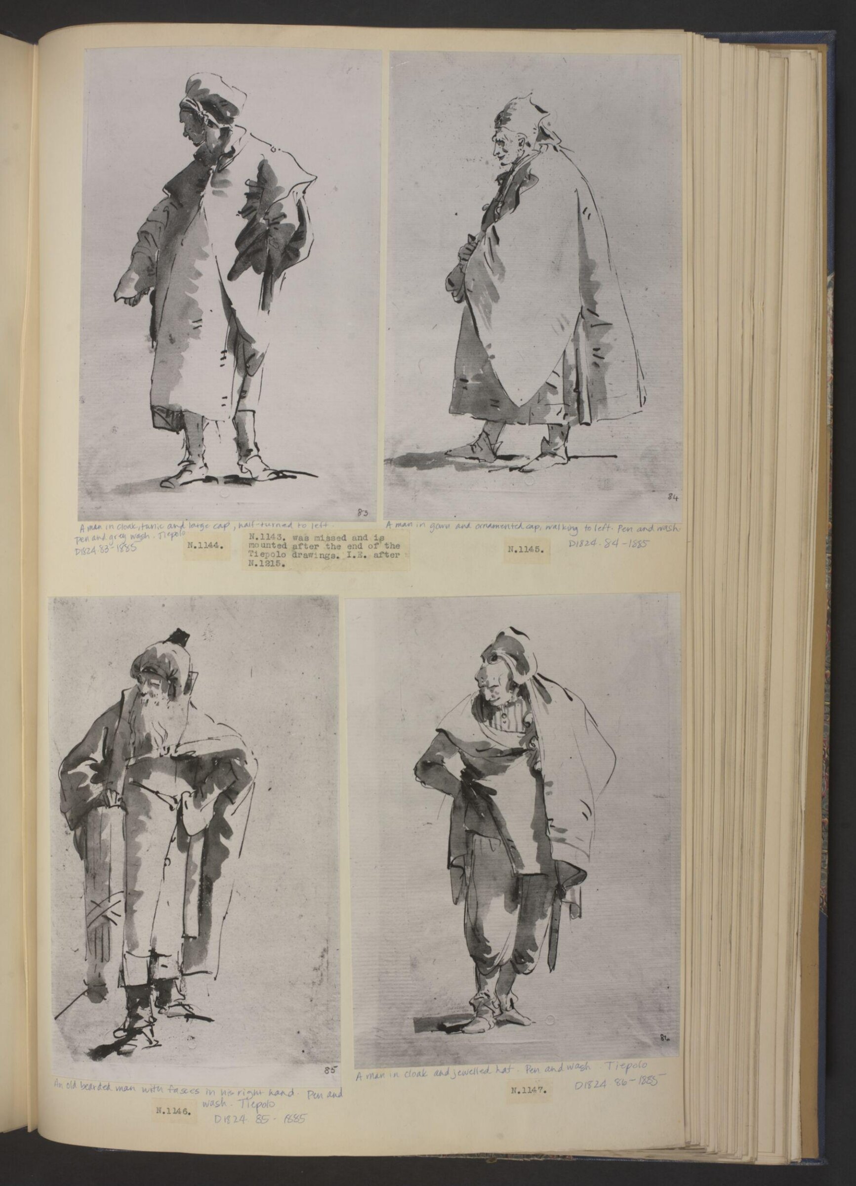 A man in gown and ornamented cap, walking to left, Giovanni Battista Tiepolo, mid 18th century