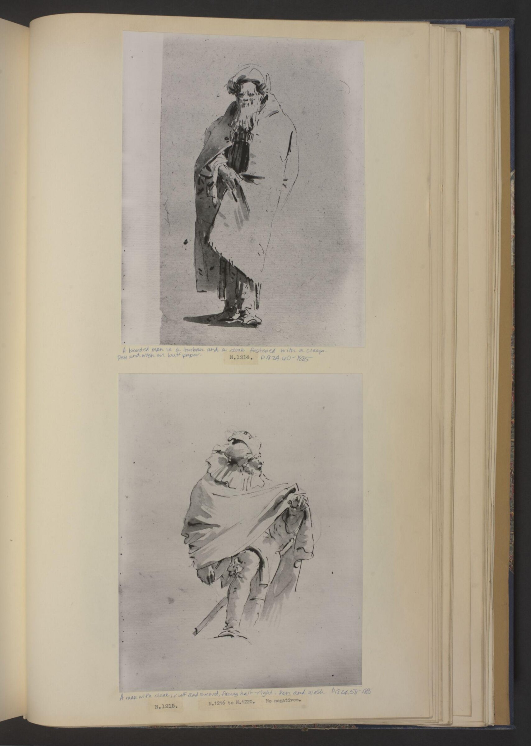 A man with cloak, ruff and sword, facing half right, Giovanni Battista Tiepolo, mid 18th century