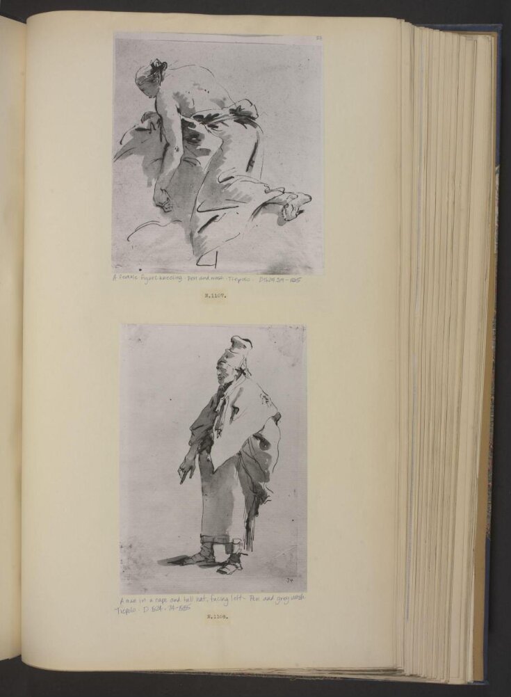 A man in cape and tall hat, facing left top image