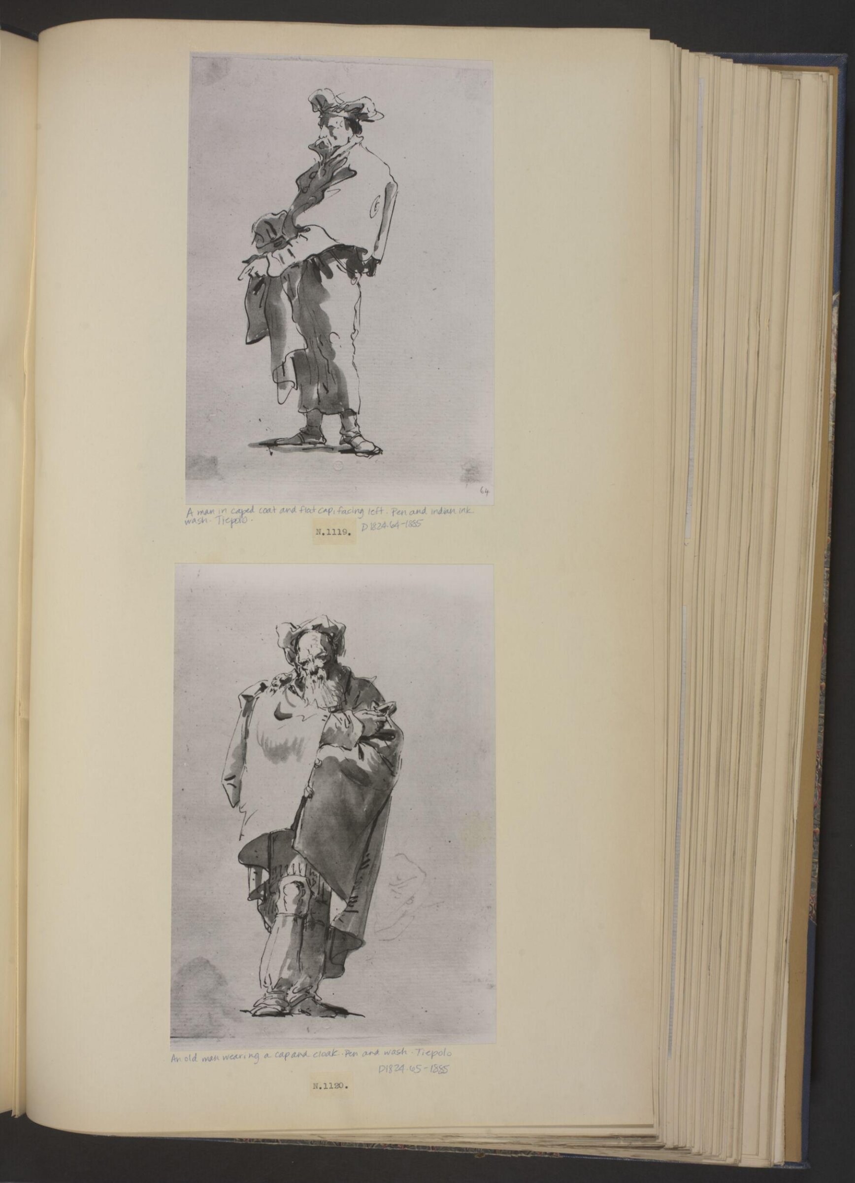 Recto: An old man wearing a cap and cloak; verso: A slight sketch of drapery, Giovanni Battista Tiepolo, mid 18th century