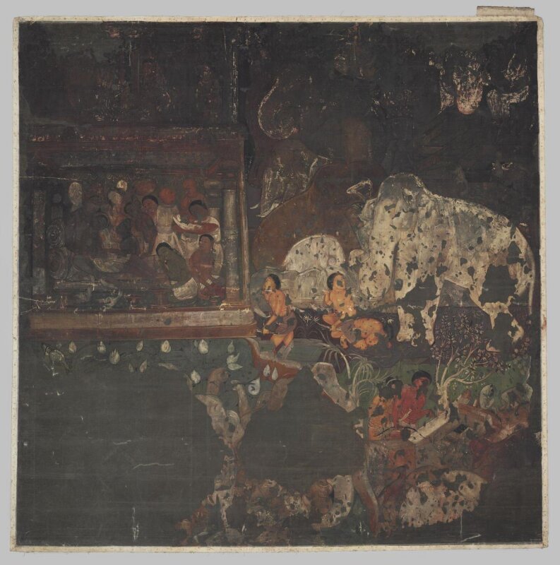 Copy of painting in the caves of Ajanta (Cave 17)