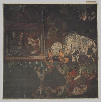 Copy of painting in the caves of Ajanta (Cave 17)