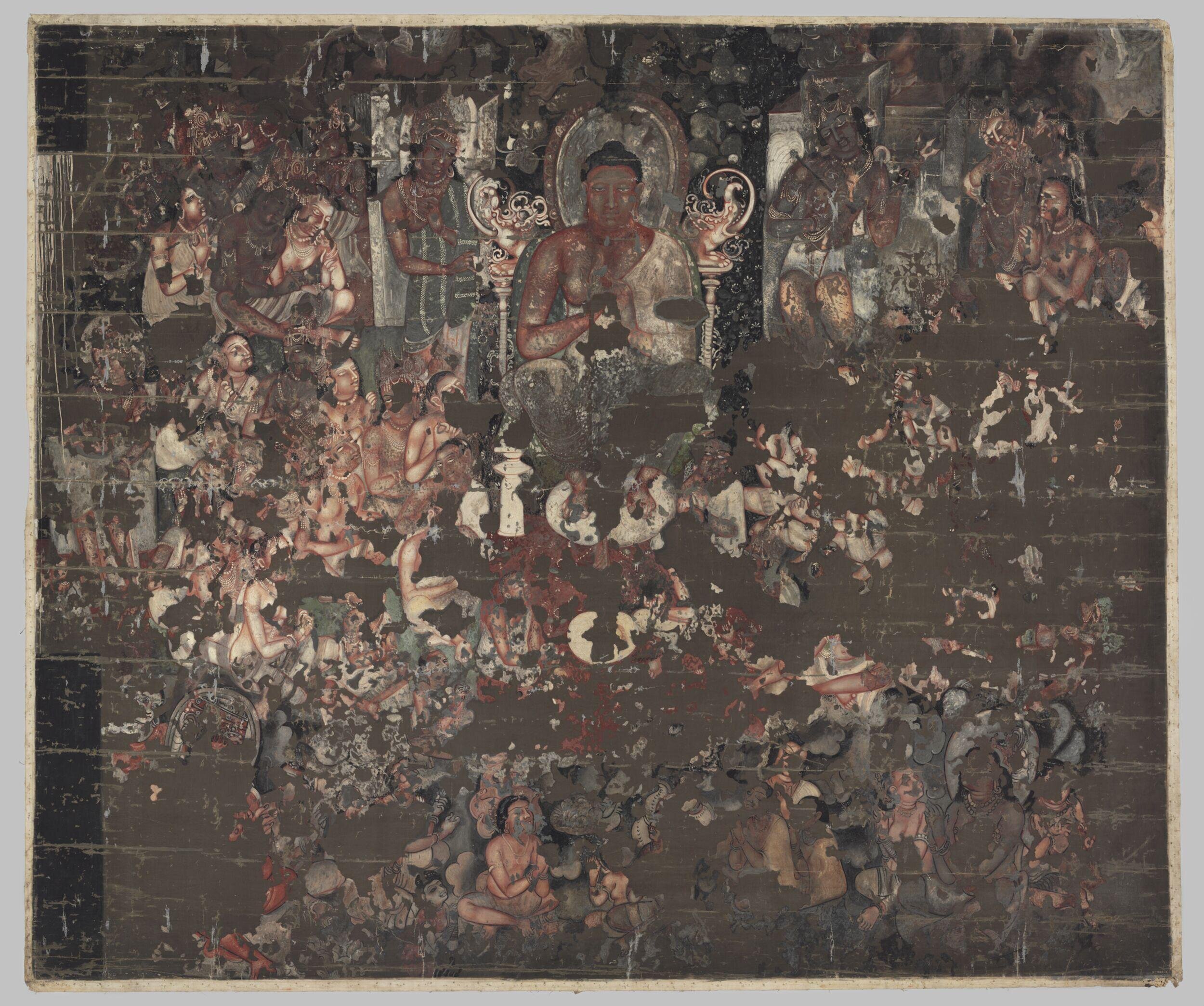 Copy of painting in the caves of Ajanta (Cave 16)