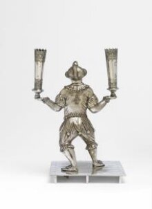 Silver-plated brass candle holder representing Charlie Keith (1836-1895) thumbnail 1