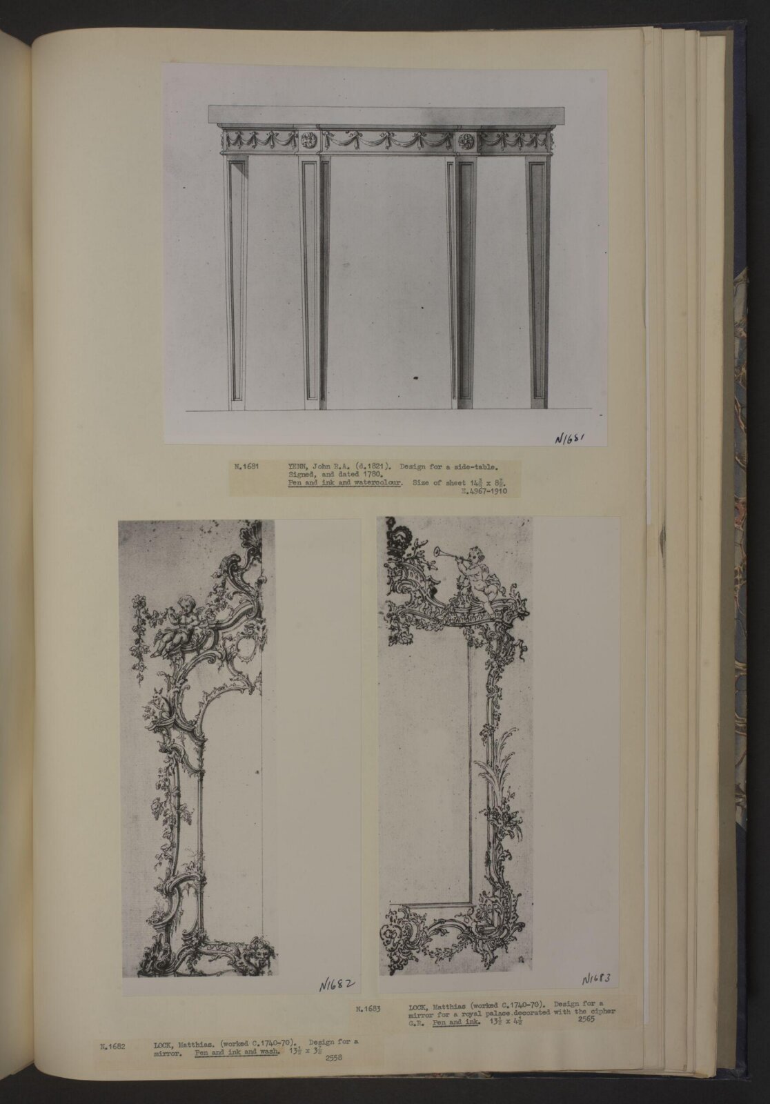 Design for a side table, John Yenn, 1780
