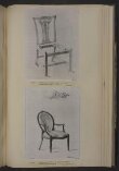 Design for an oval-back chair with red upholstery from; A Miscellaneous Collection of Original Designs, made, and for the most part executed, during an extensive Practice of many years in the first line of his Profession, by John Linnell, Upholserer Carver & Cabinet Maker. Selected from his Portfolios at his Decease, by C. H. Tatham Architect. AD 1800. thumbnail 2