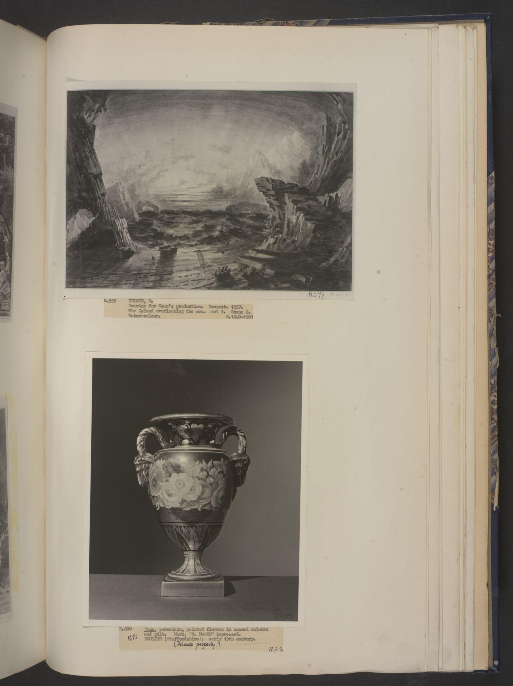 drawing of scenery and props in The Tempest, William Telbin, 1851-1859