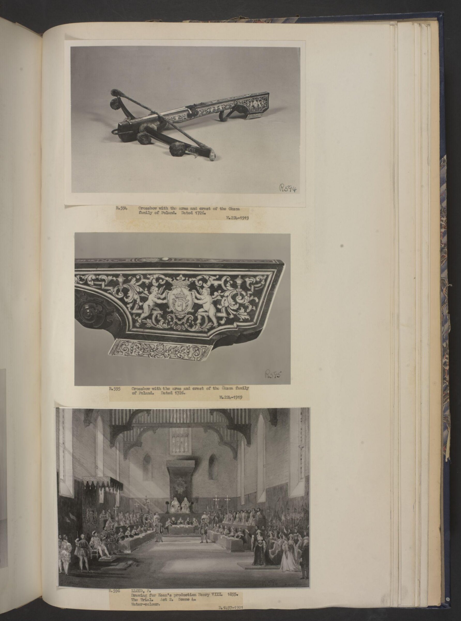 drawing of scenery and props in Henry VIII, F. Lloyds, 1851-1859