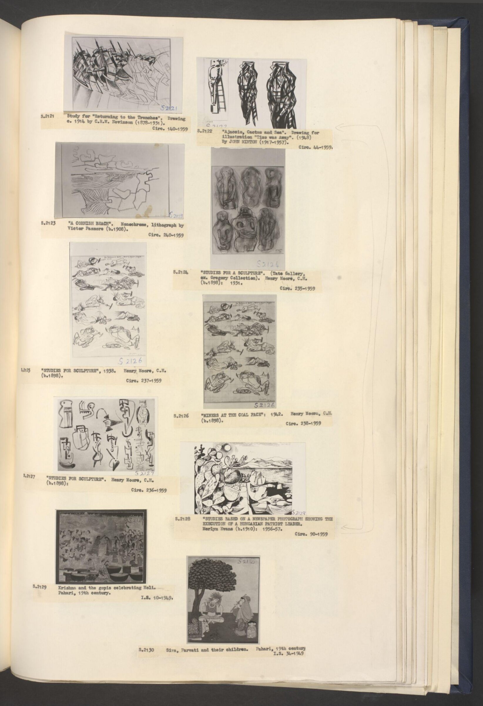 3 Studies based on newspaper photographs showing the execution of a Hungarian patriot leader, Merlyn Evans, 1956-7
