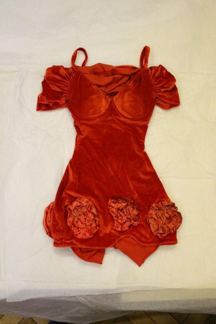 Red velvet dress worn by Cat Glover on the Lovesexy tour top image