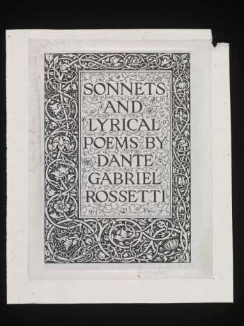 Title-page to 'Sonnets and Lyrical Poems by Dante Gabriel Rossetti'