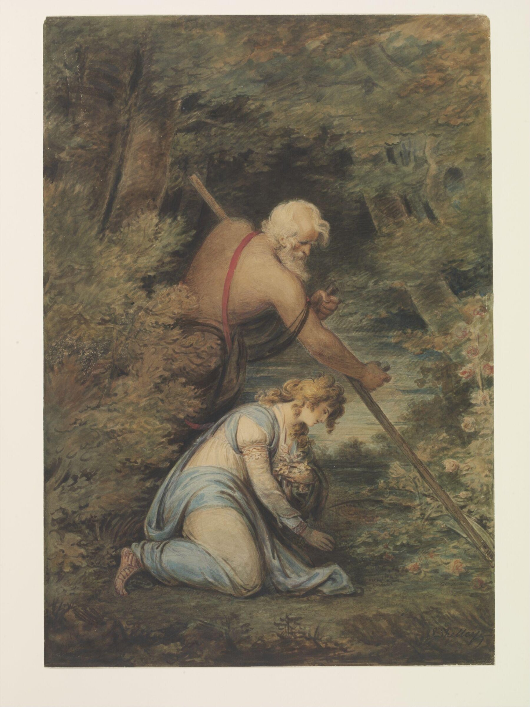 Memory gathering the flowers mowed down by time, Samuel Shelley, ca. 1805