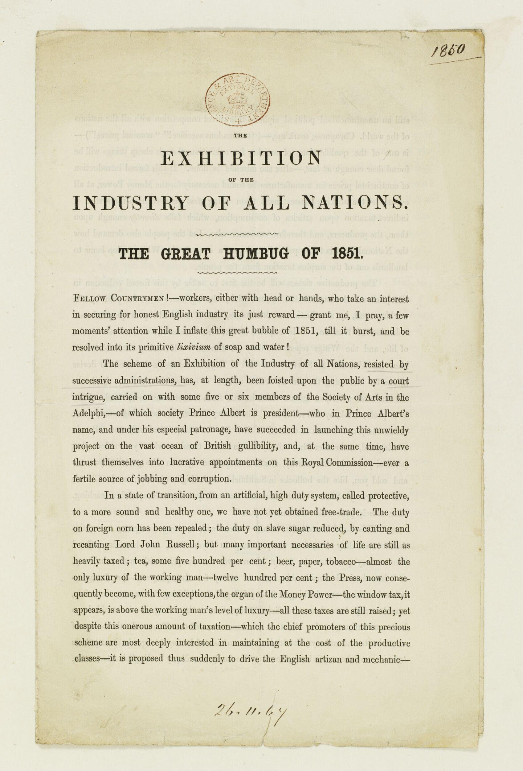 Great Exhibition: prospectuses etc.
