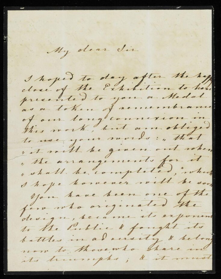 Letter to H. Cole, from Prince Albert, 15 October 1851 top image