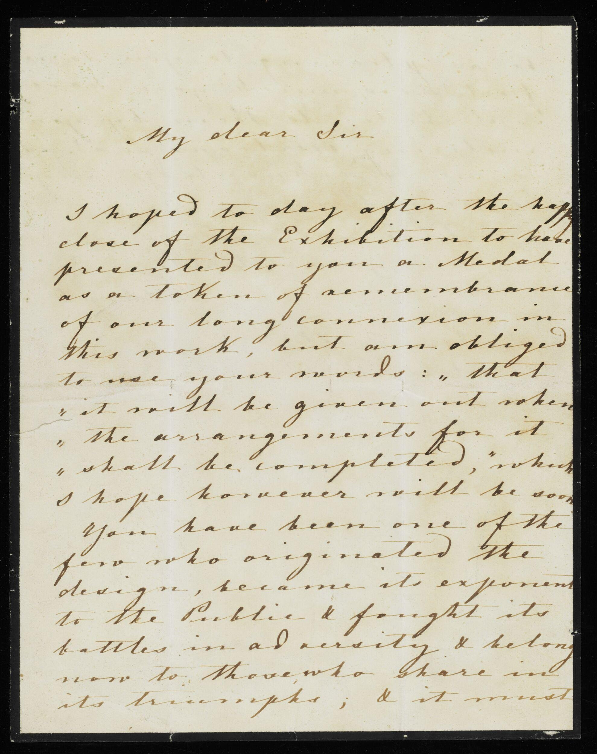 Letter to H. Cole, from Prince Albert, 15 October 1851