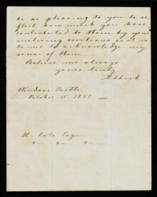 Letter to H. Cole, from Prince Albert, 15 October 1851 thumbnail 1