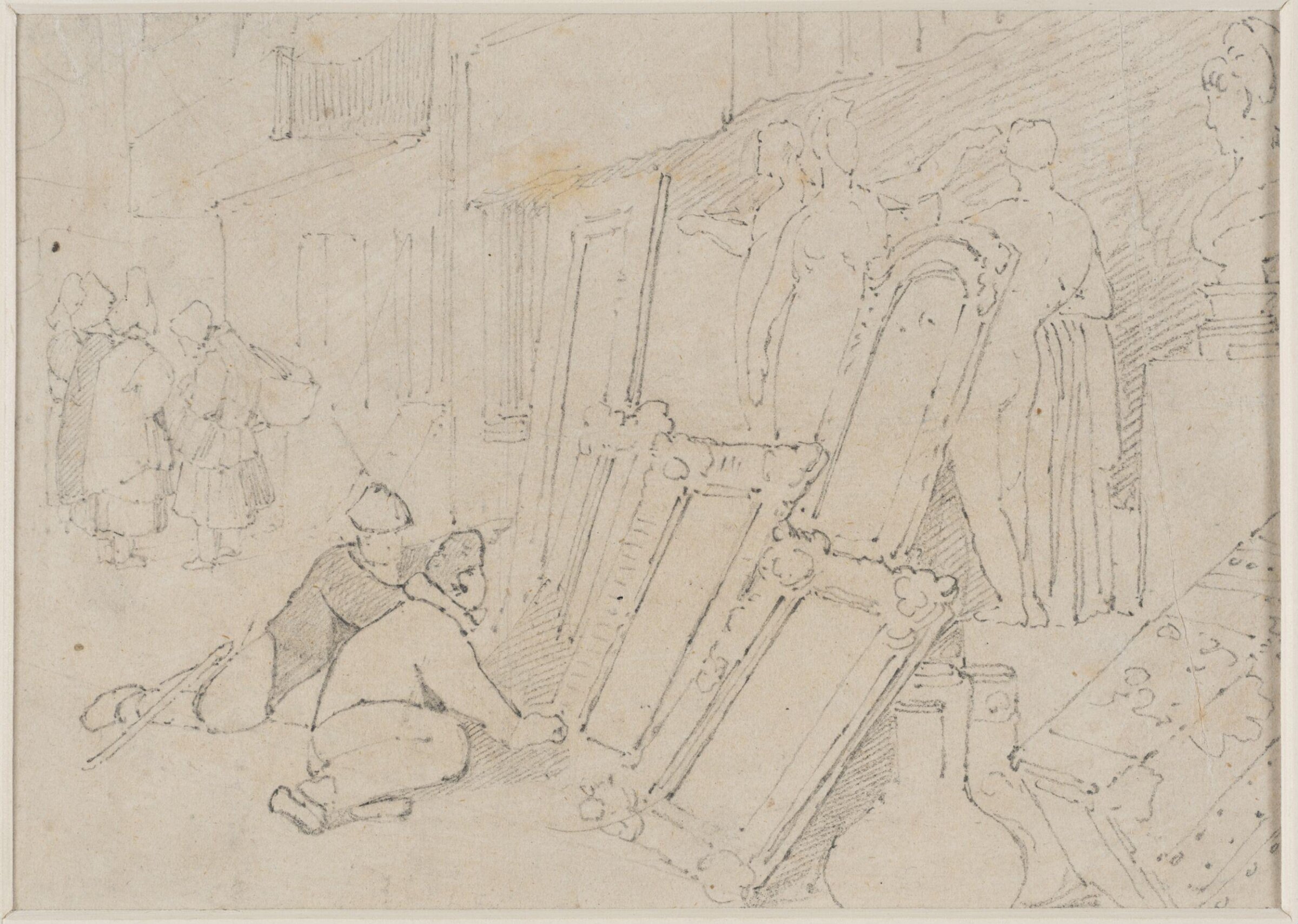 Two men looking at pictures outside an antique dealers, Джон Селл Котман, ок. 1800–1842