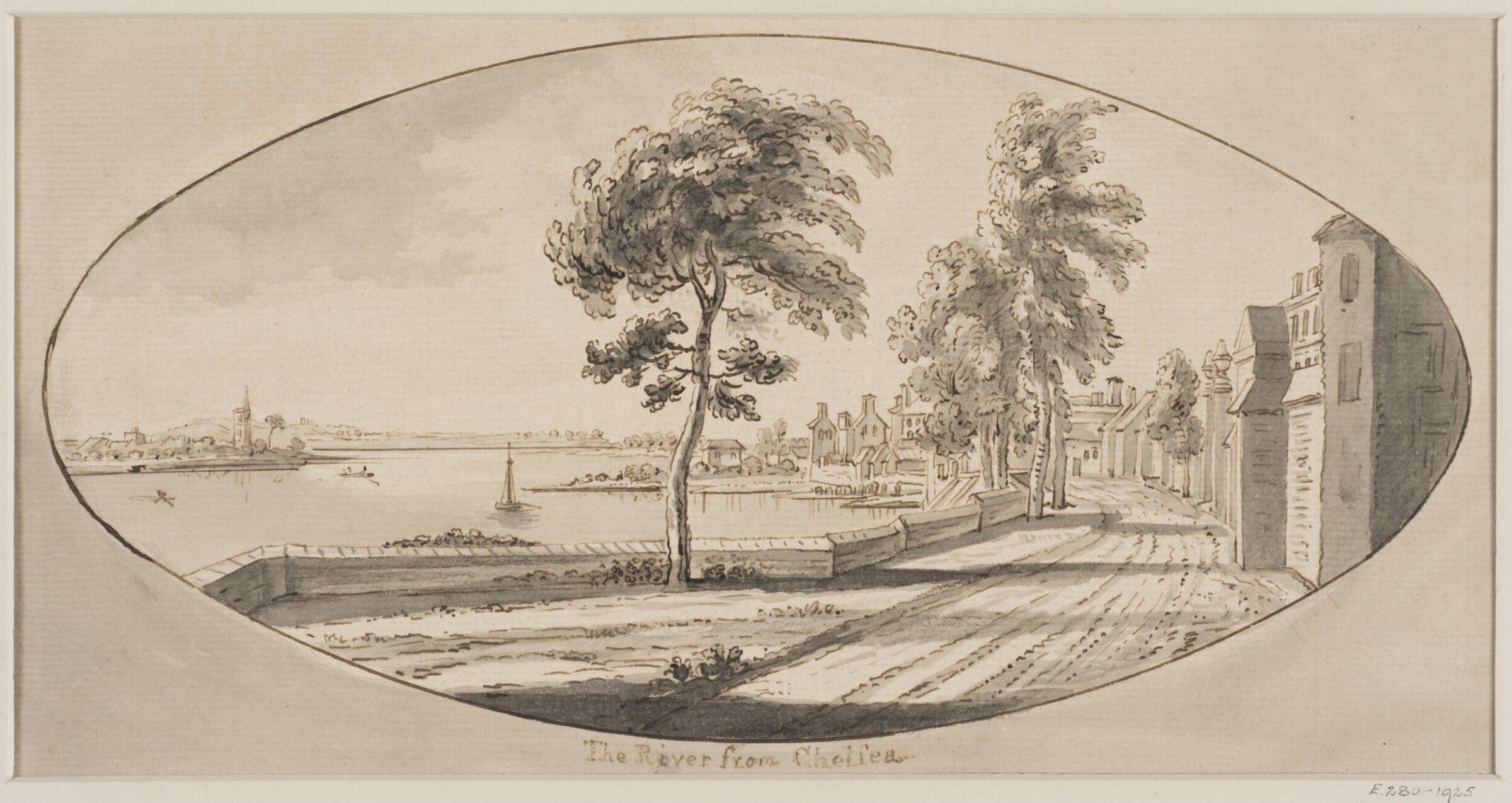 The River from Chelsea, Jean-Baptiste-Claude Chatelain, 18th century