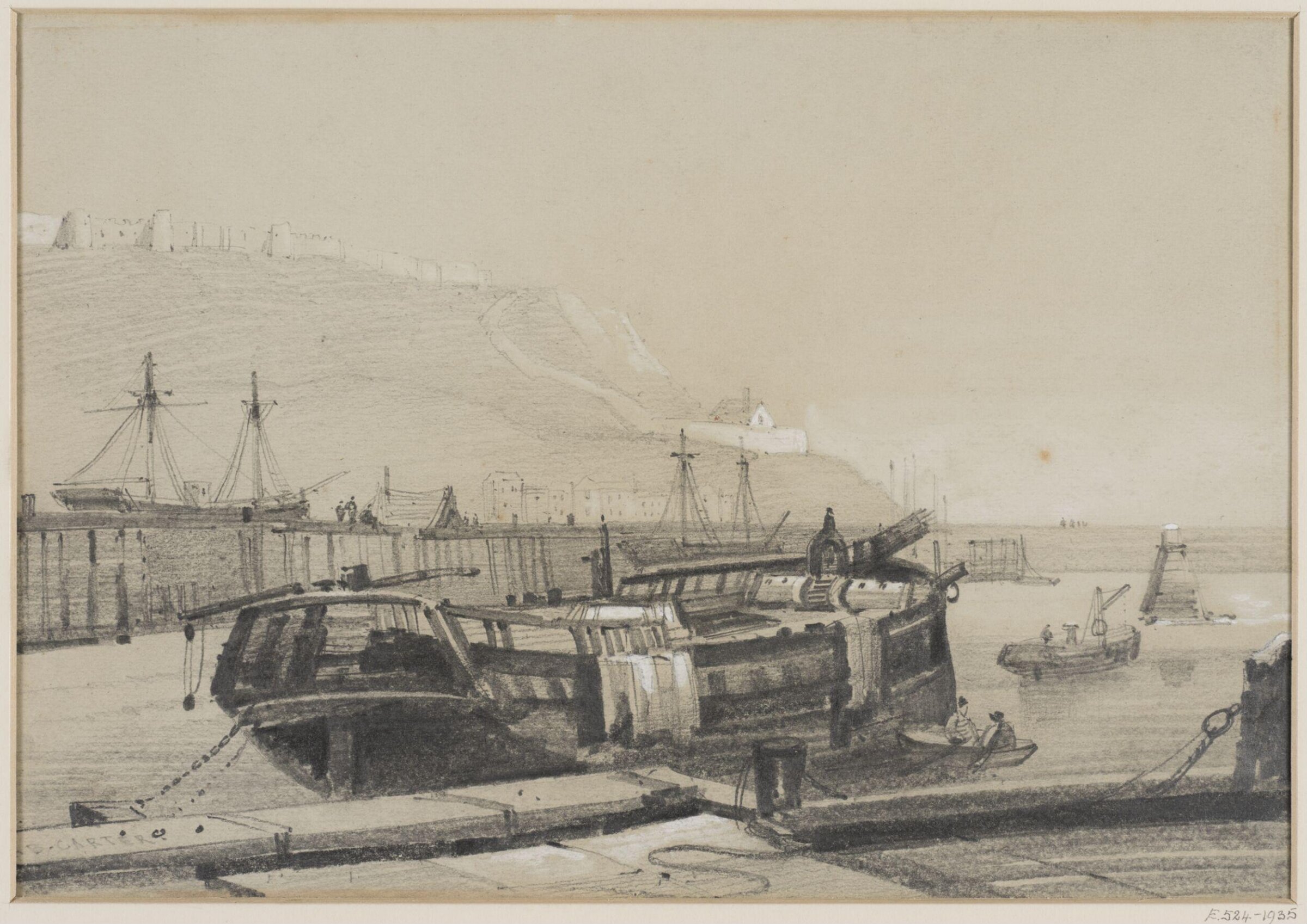 Scarborough Harbour, Henry Barlow Carter, ca. 1820-40