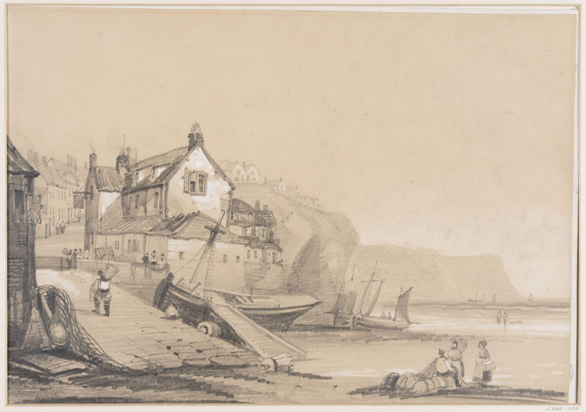 Landing place of a fishing village, Henry Barlow Carter, ca. 1820-40