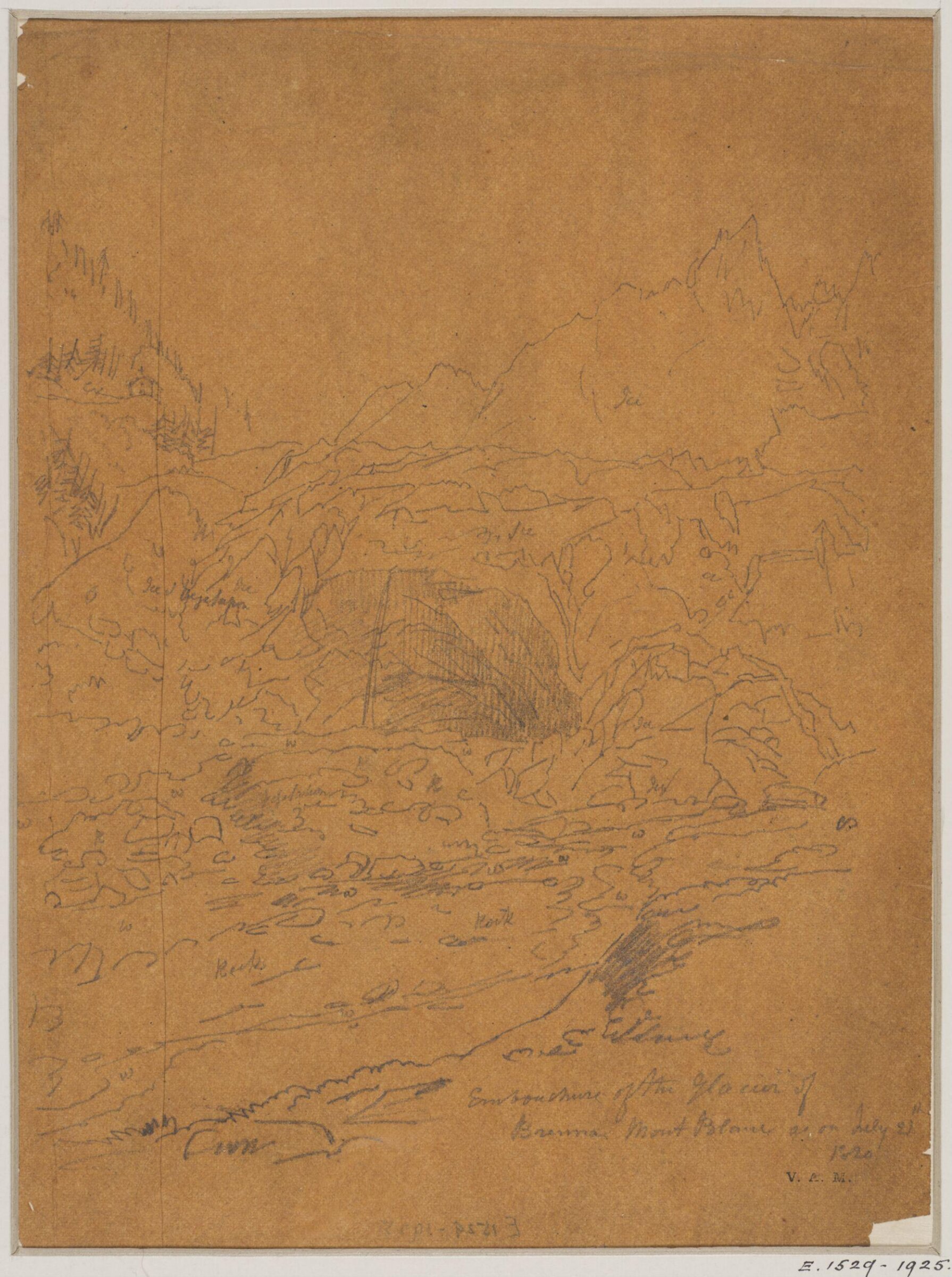 Embouchure of the Glacier of Brenva Mont Blanc as on July 21st 1820, Thales Fielding, 21 July 1820