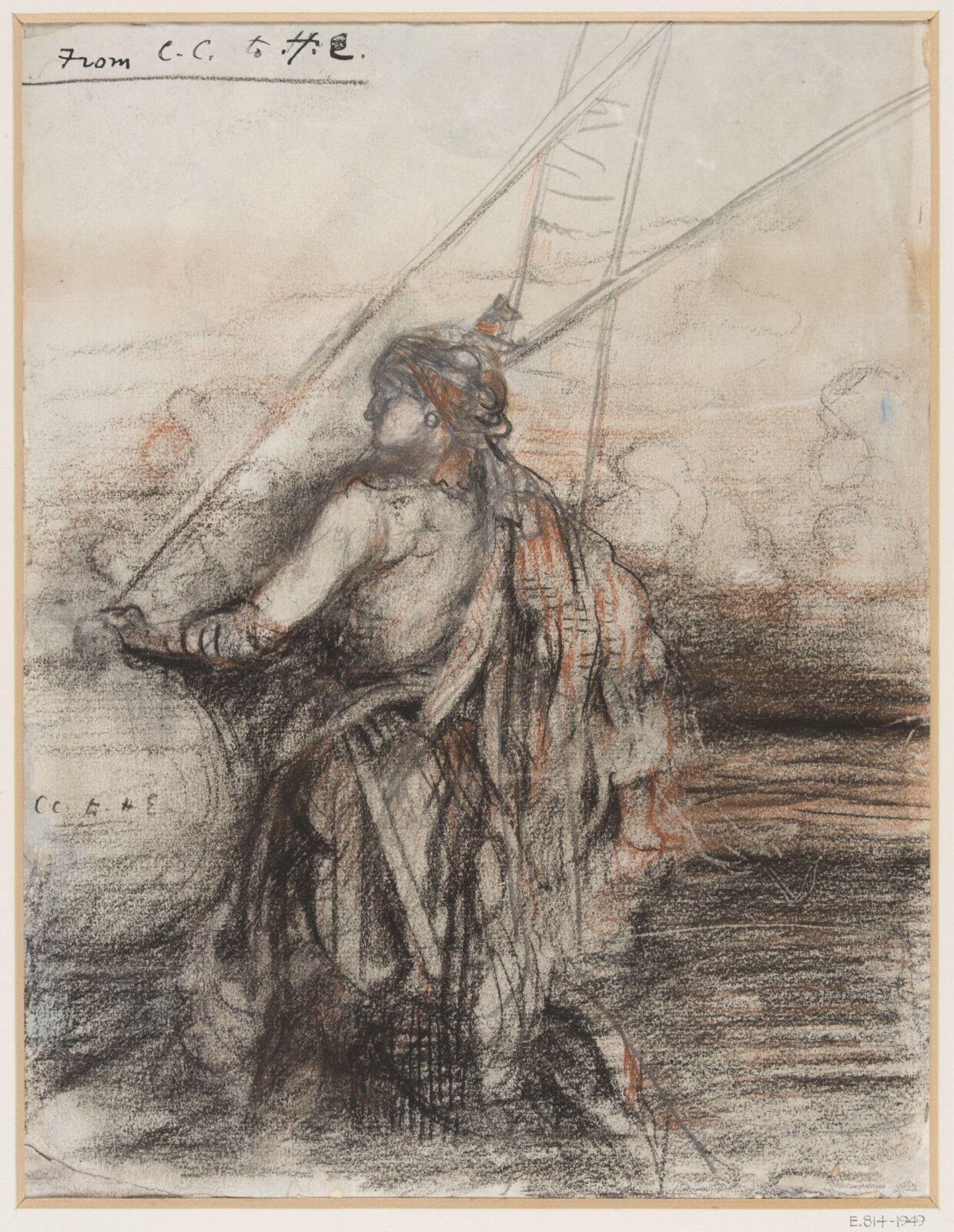 Eastern warrior seen from behind, Conder, ca. 1890s