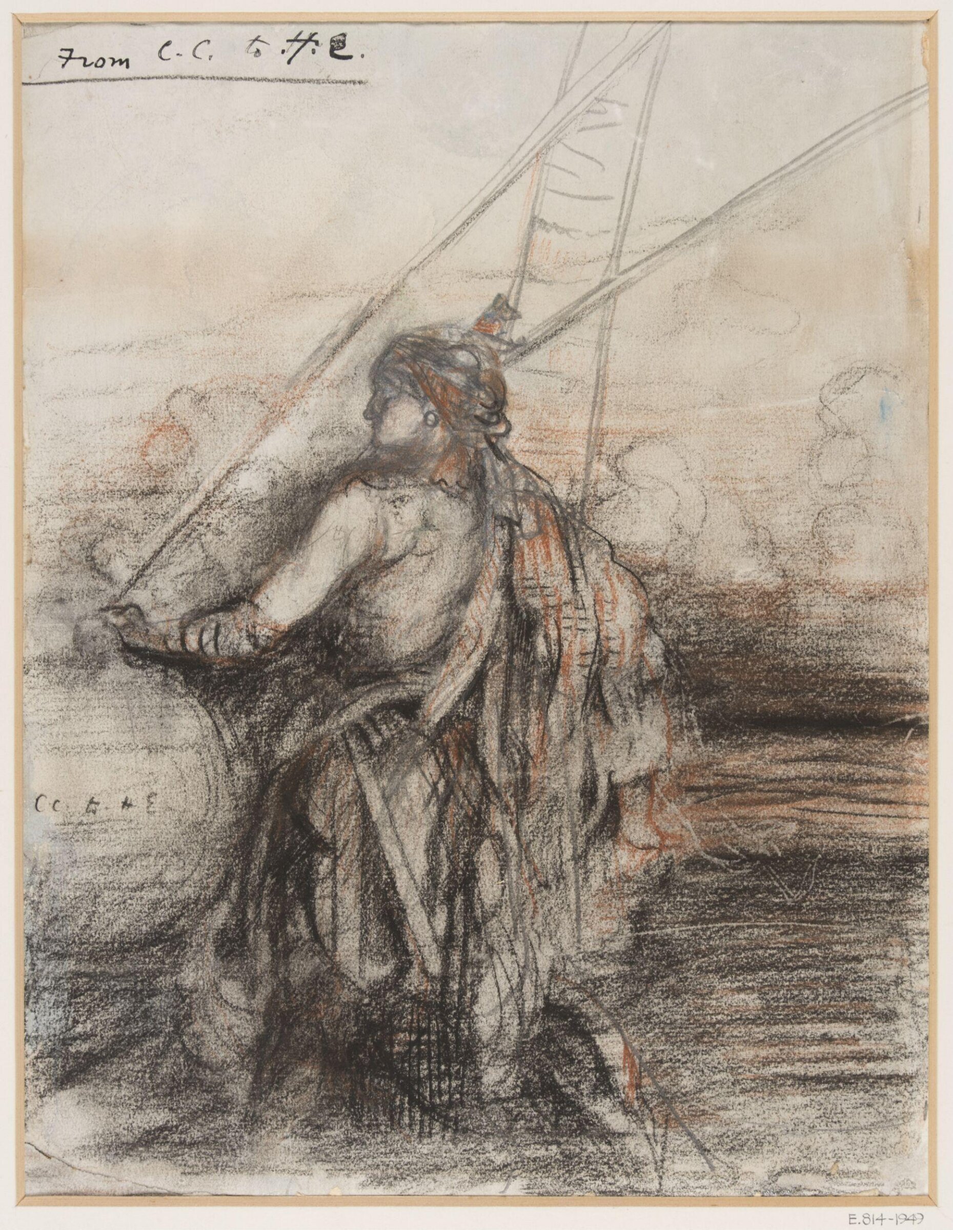 Eastern warrior seen from behind, Conder, ca. 1890s