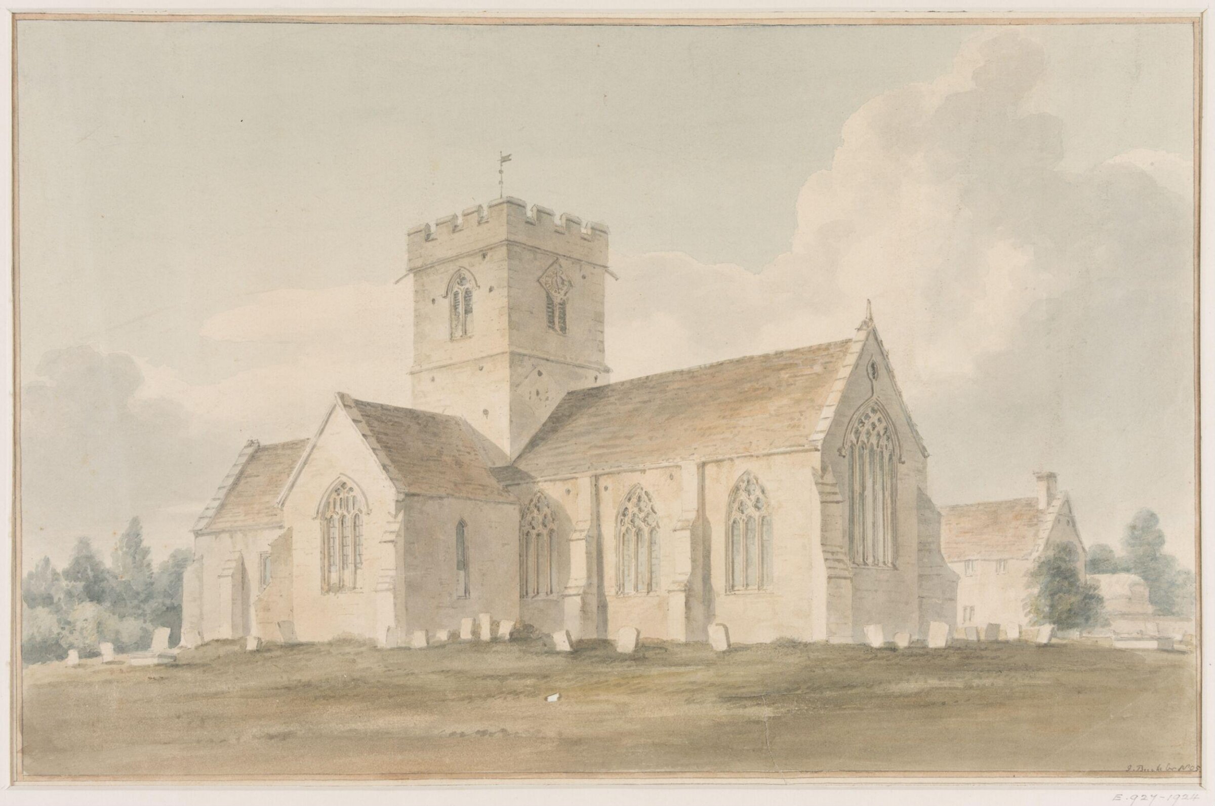 South-east view of Dinton Church, Wiltshire, John Chessell Buckler, 1805