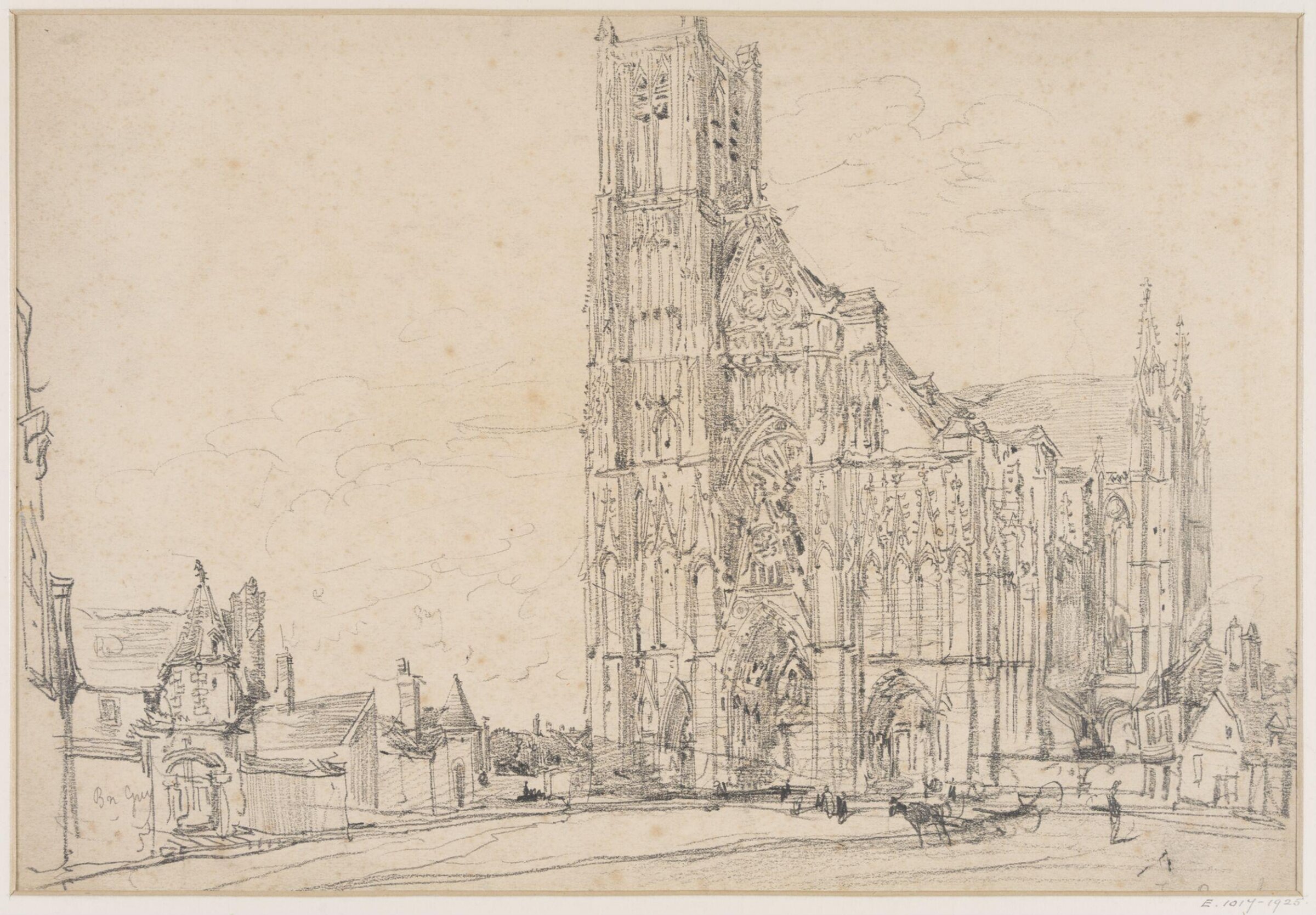 Exterior view of a church in France, John Junior Burgess, ca. 1833-1874