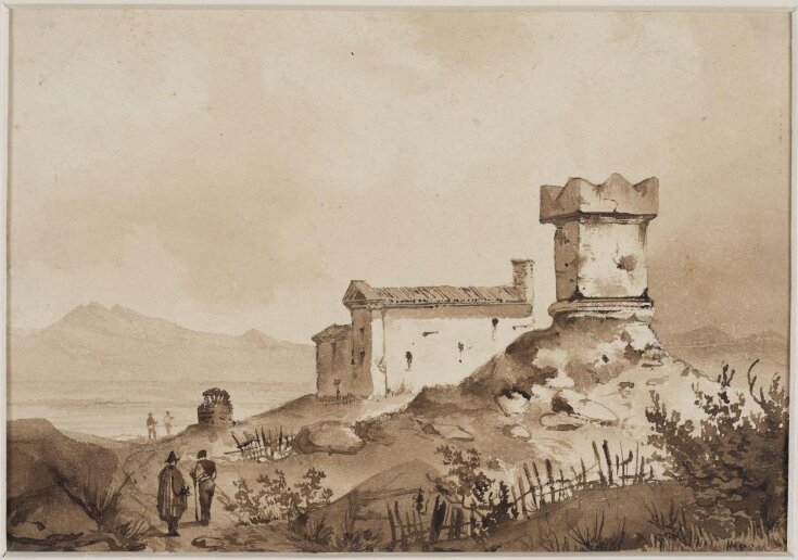Italian landscape, with an ancient Roman sarcophagus top image
