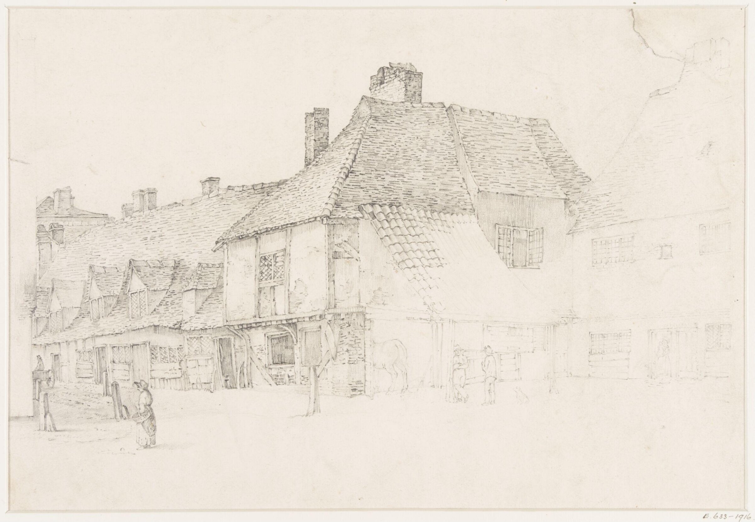 Houses in a village street, Thomas Sidney Cooper, mid 19th century