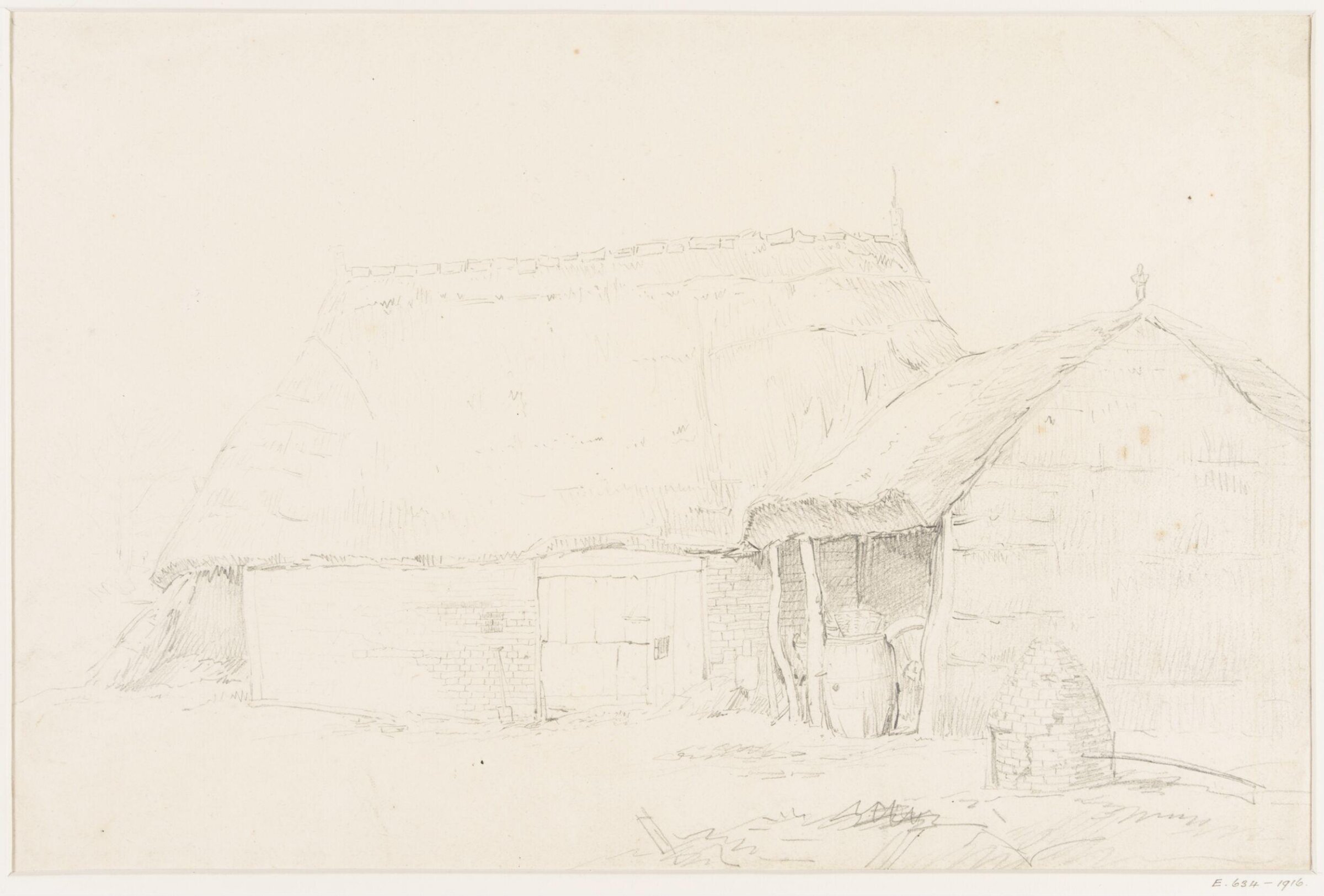 A thatched barn and shelter, Thomas Sidney Cooper, mid 19th century