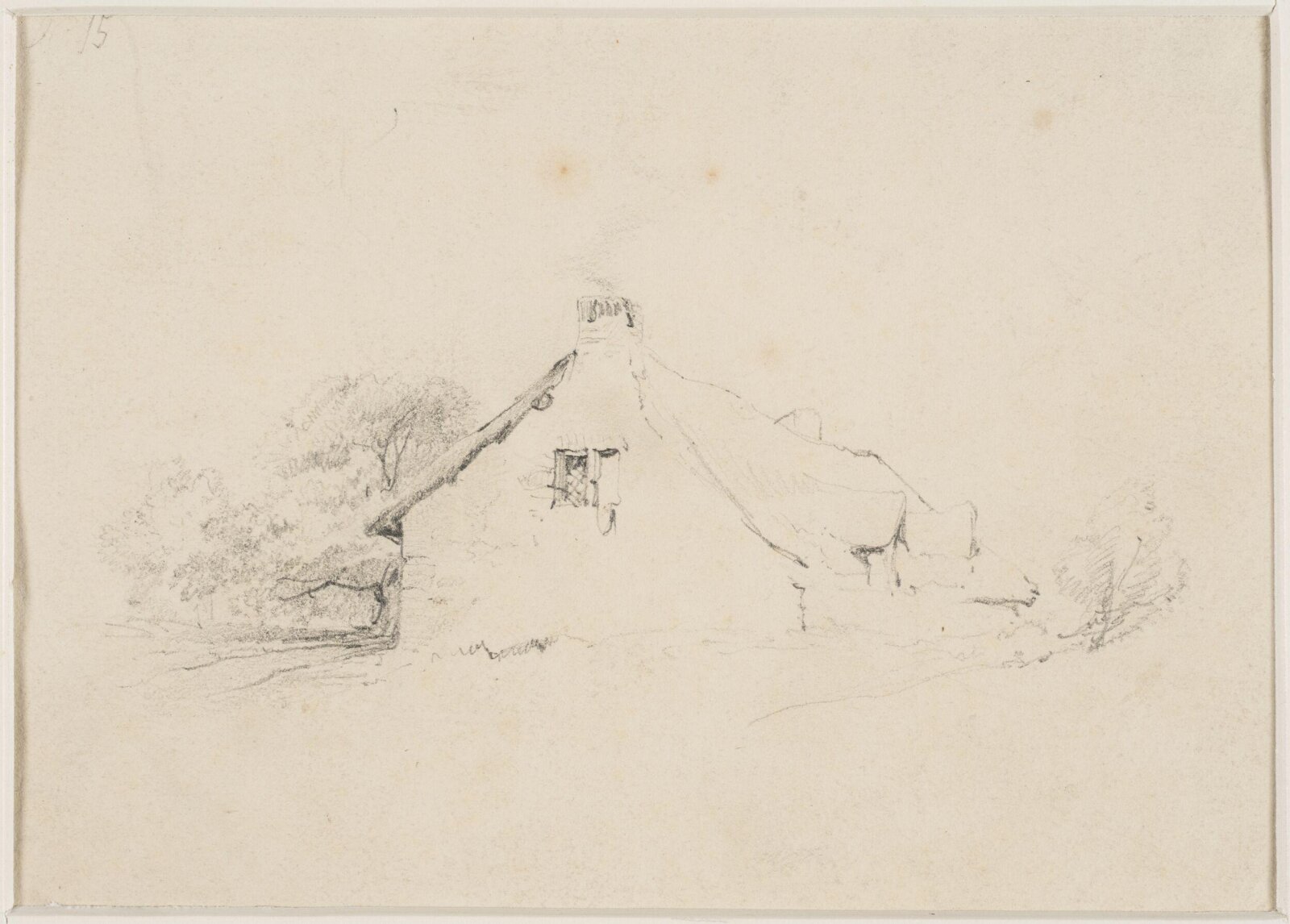 A cottage with trees, Thomas Sidney Cooper, mid 19th century