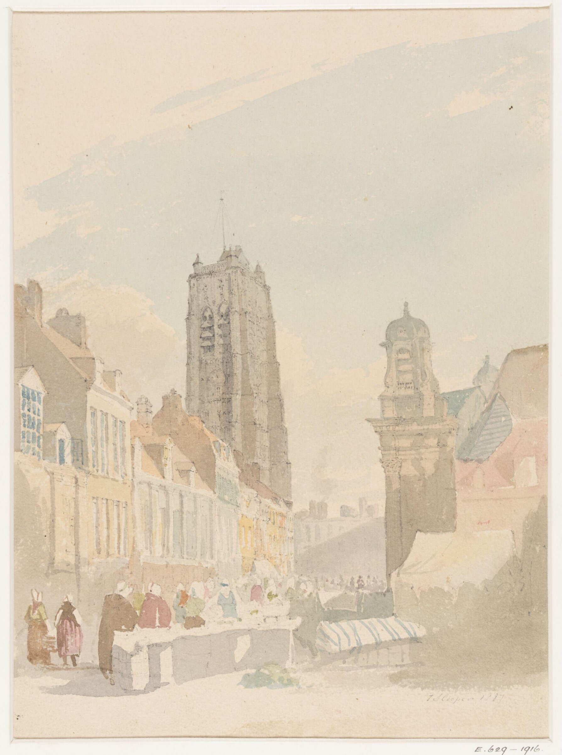 The fish market, Bruges, Thomas Sidney Cooper, 1827