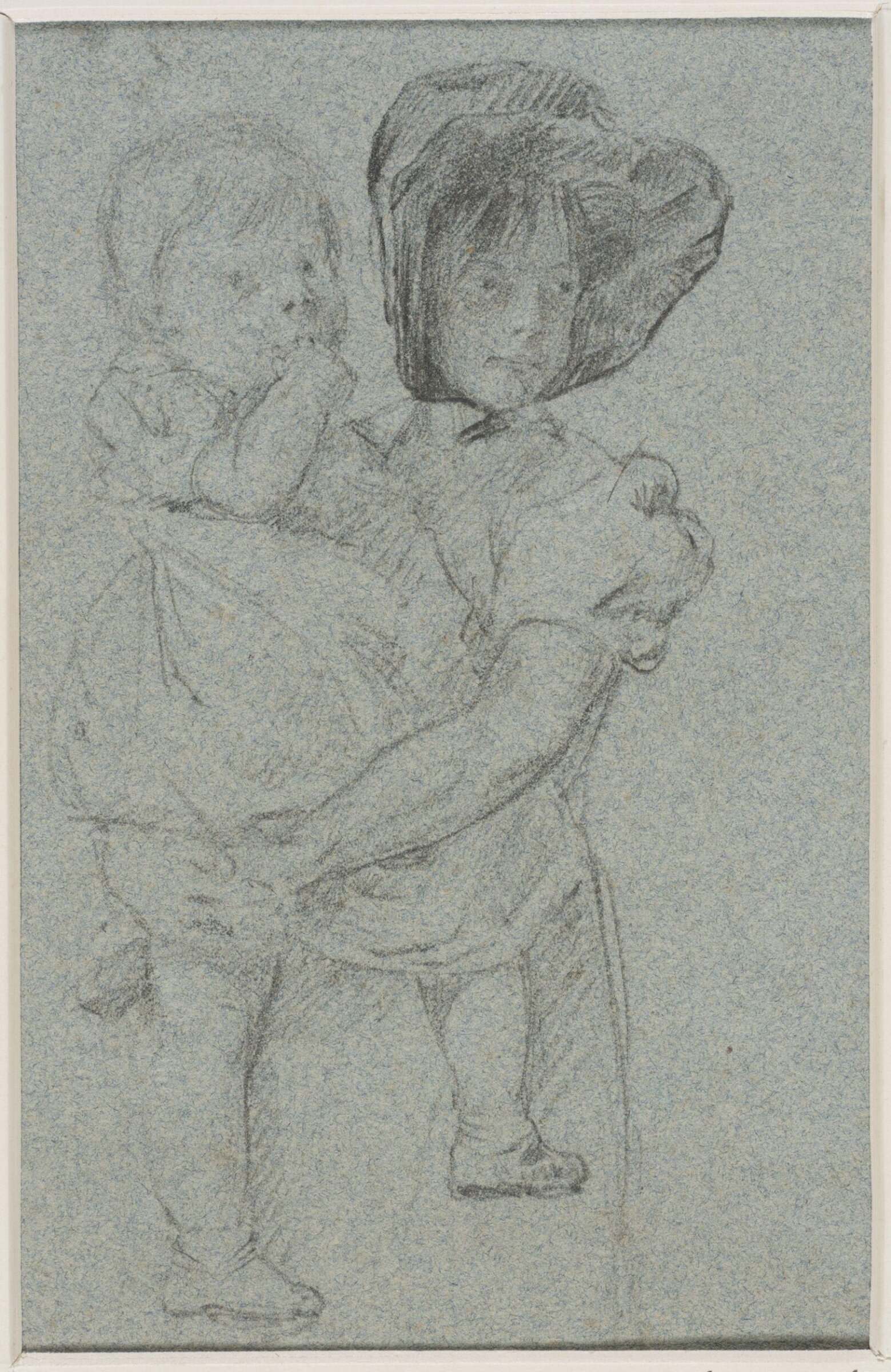 Study of a girl with an infant in her arms, Thomas Sidney Cooper, mid 19th century