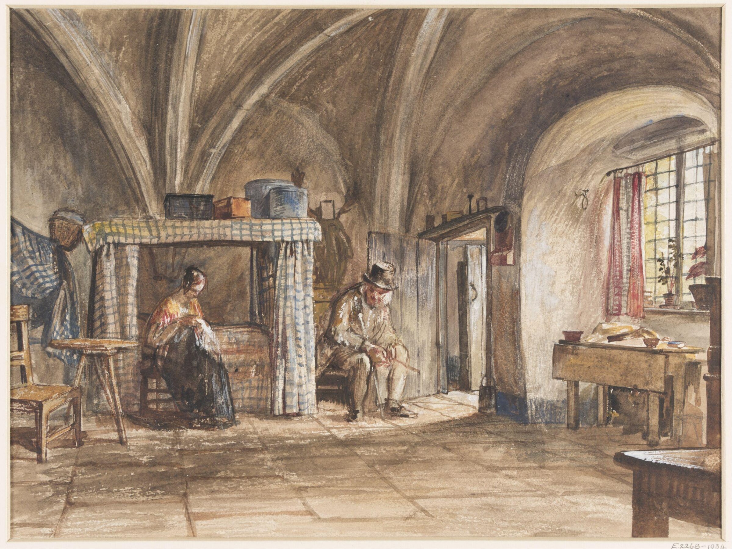 Interior of a cottage, Charles West Cope, ca. 1840