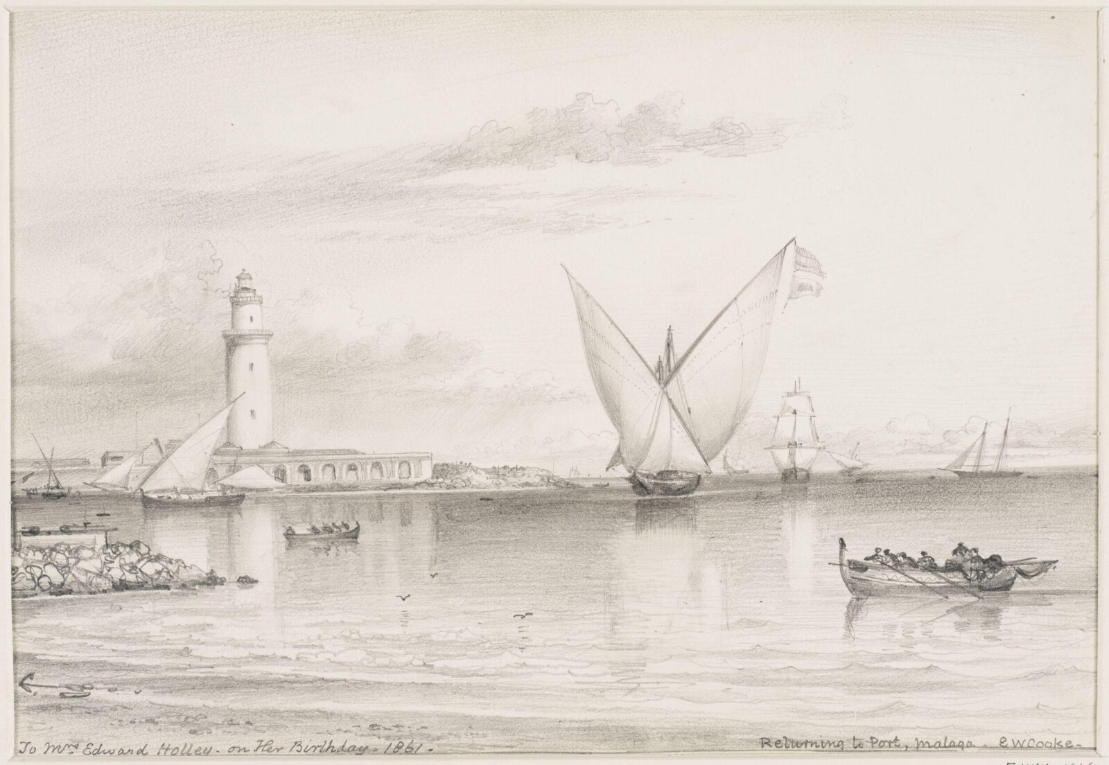 Return to Port, Malaga, Edward Cooke, 1861