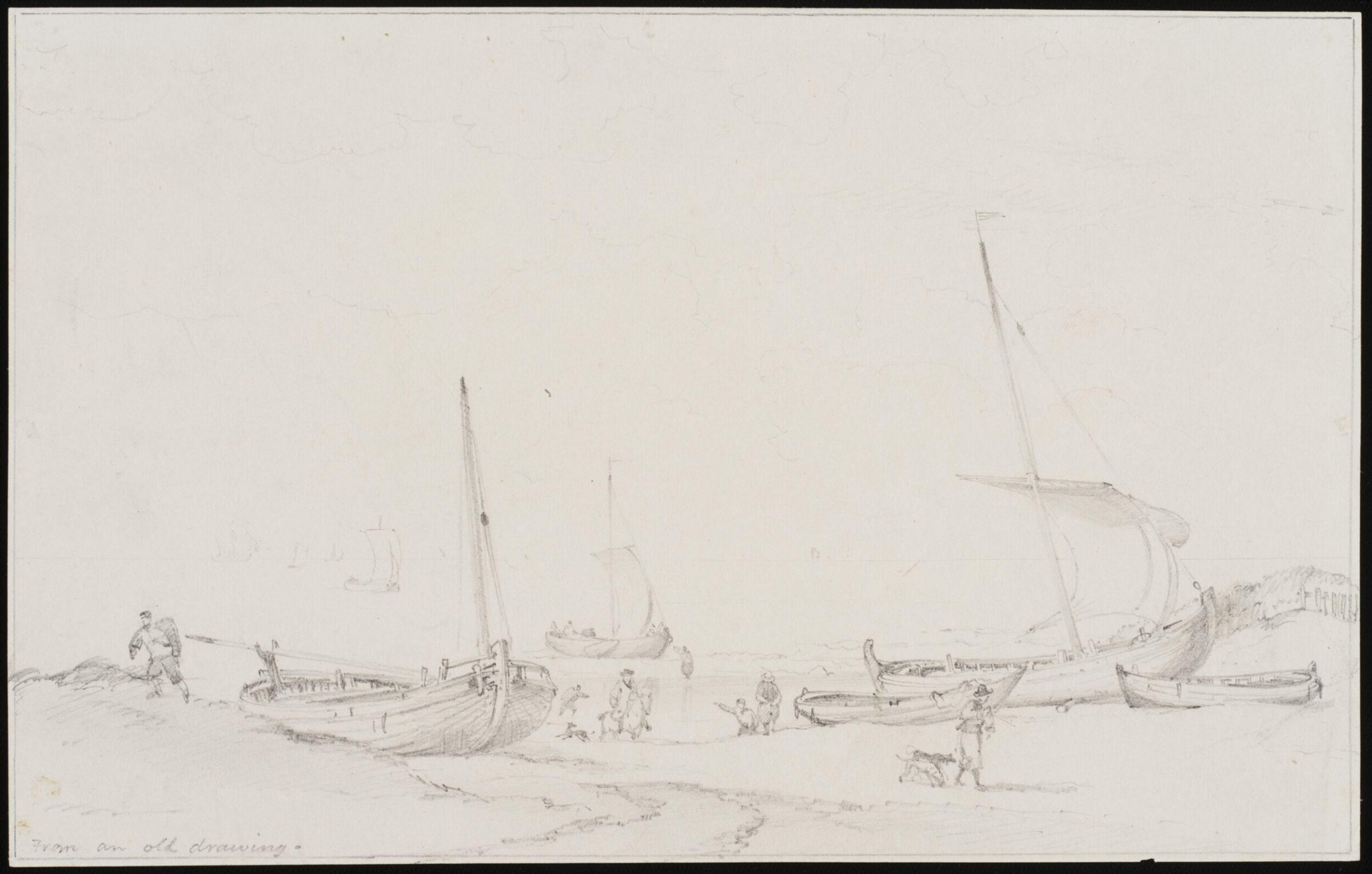 Study of shipping and boats, Edward Cooke, mid 19th century