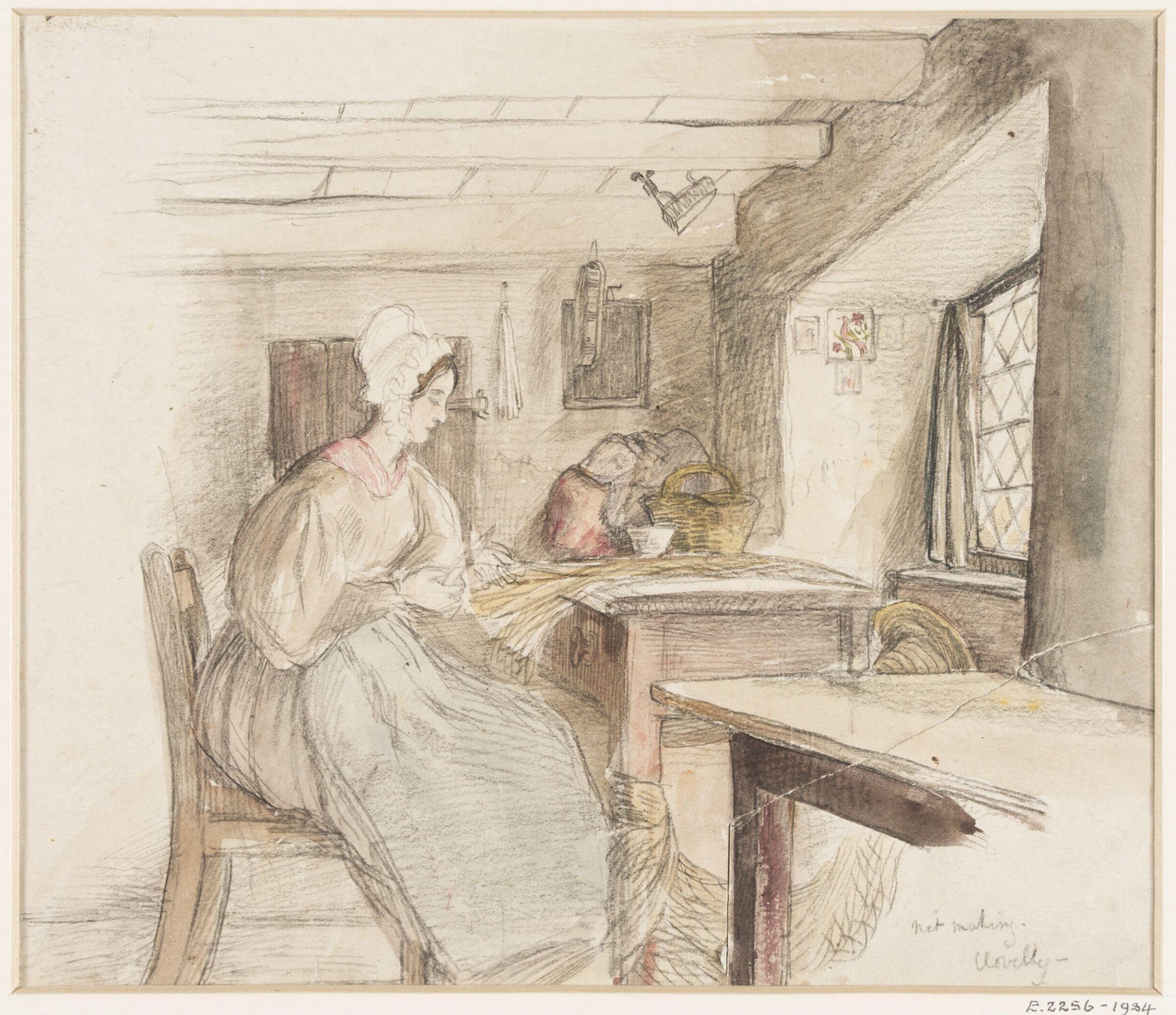 Net-making, Clovelly, Devon, Cope, ca. 1840