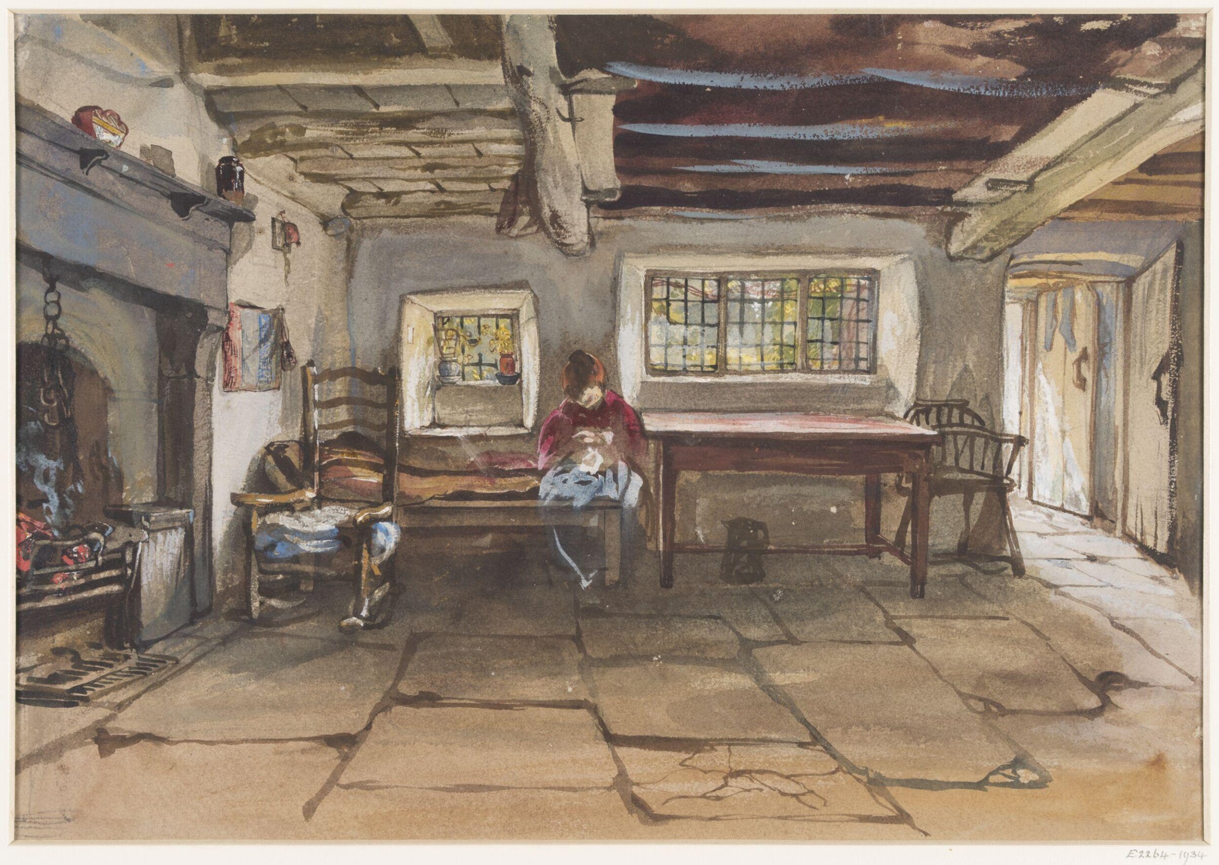 Interior of a cottage, Charles West Cope, ca. 1840