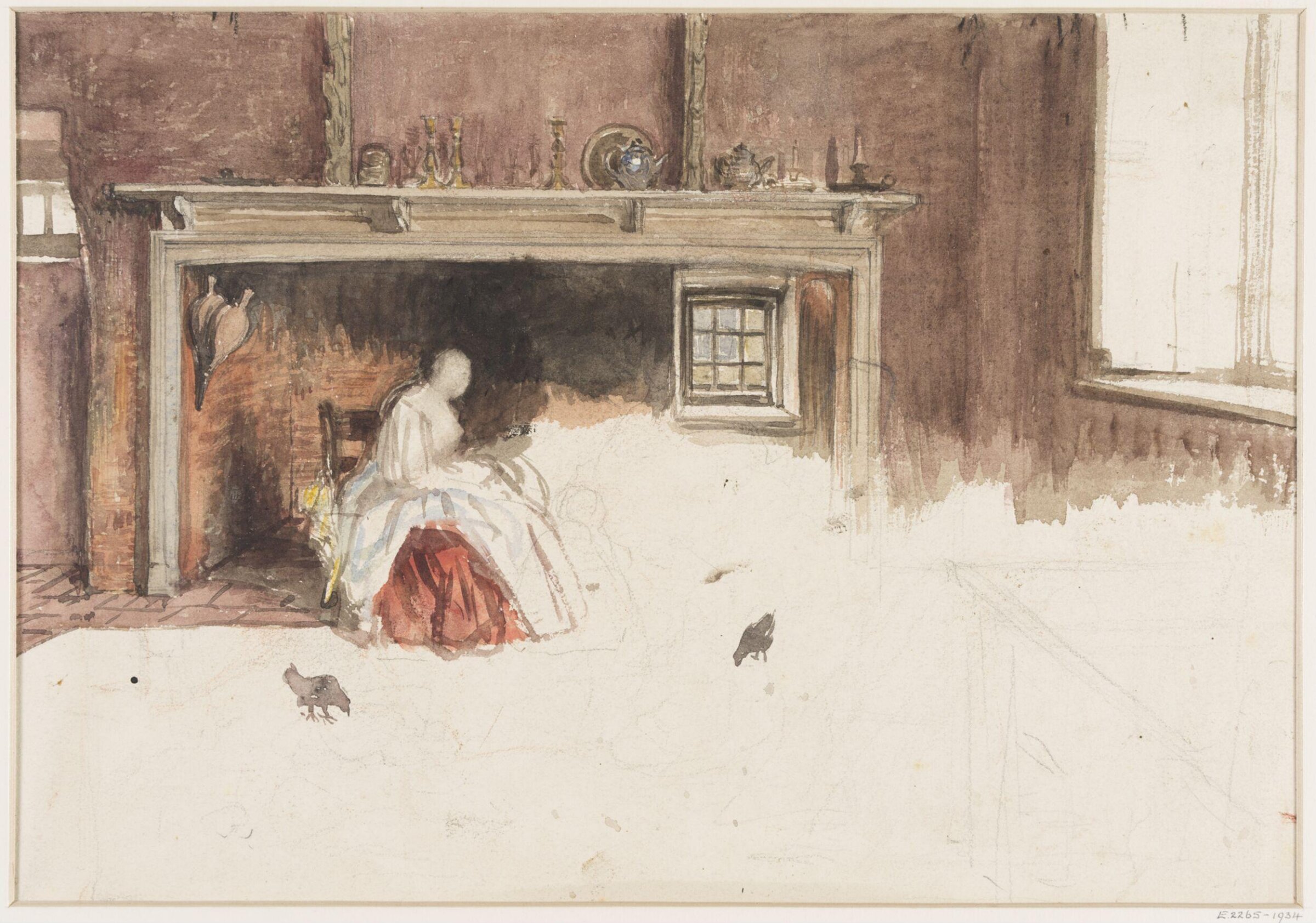 Interior of a cottage, Charles West Cope, ca. 1840