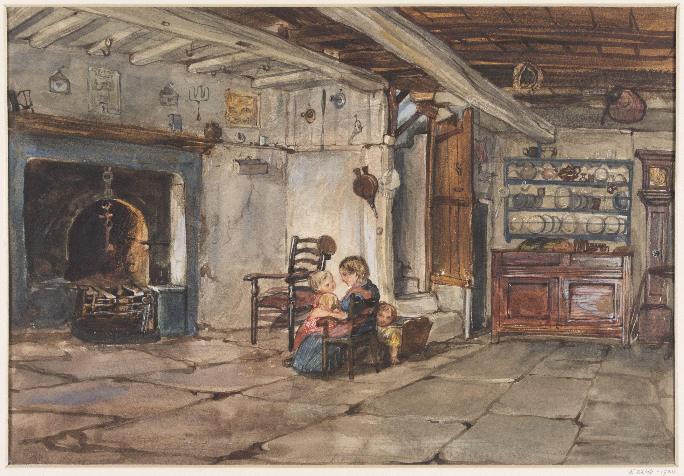 Interior of a cottage, Charles West Cope, ca. 1840