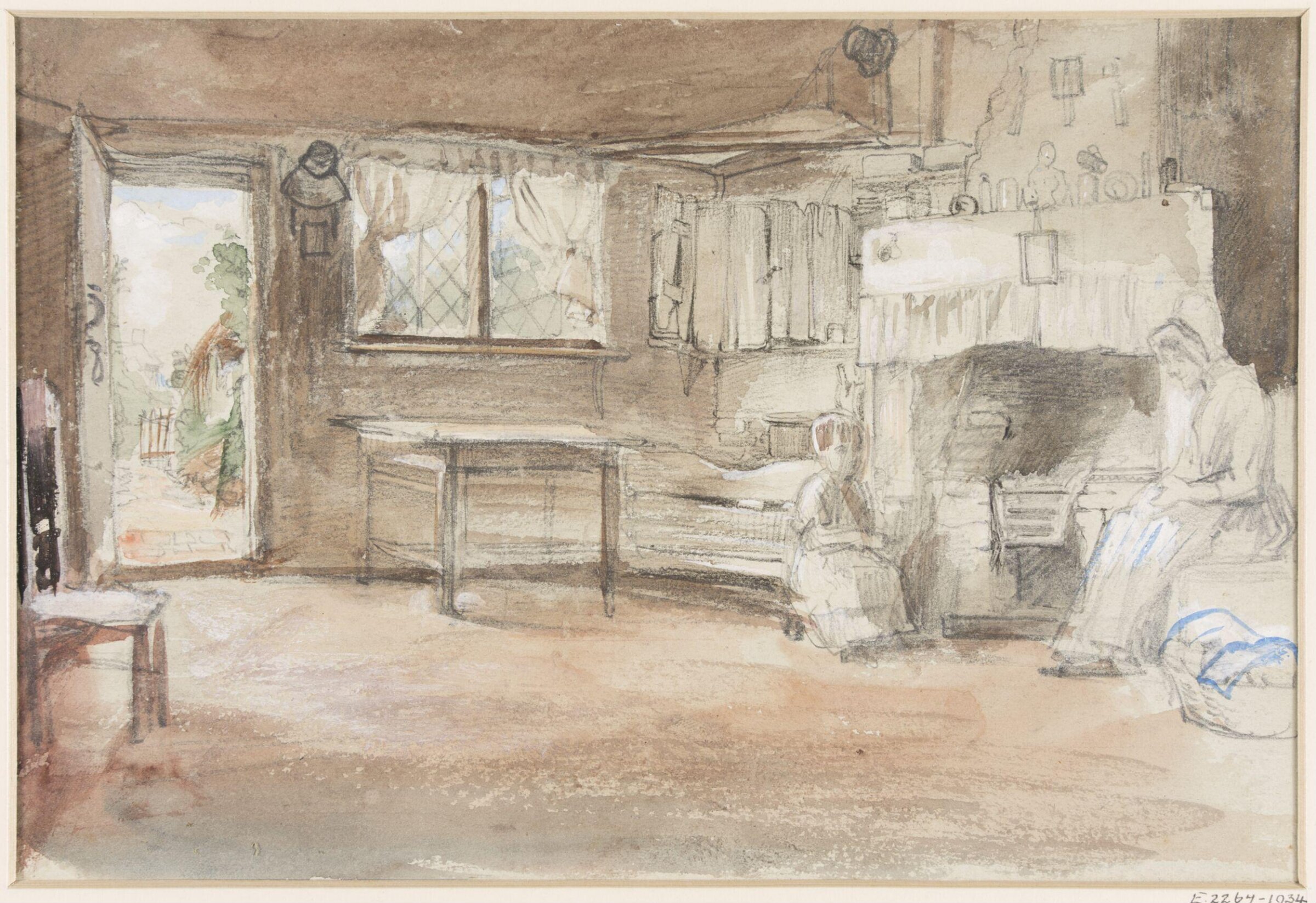 Interior of a cottage, Charles West Cope, ca. 1840