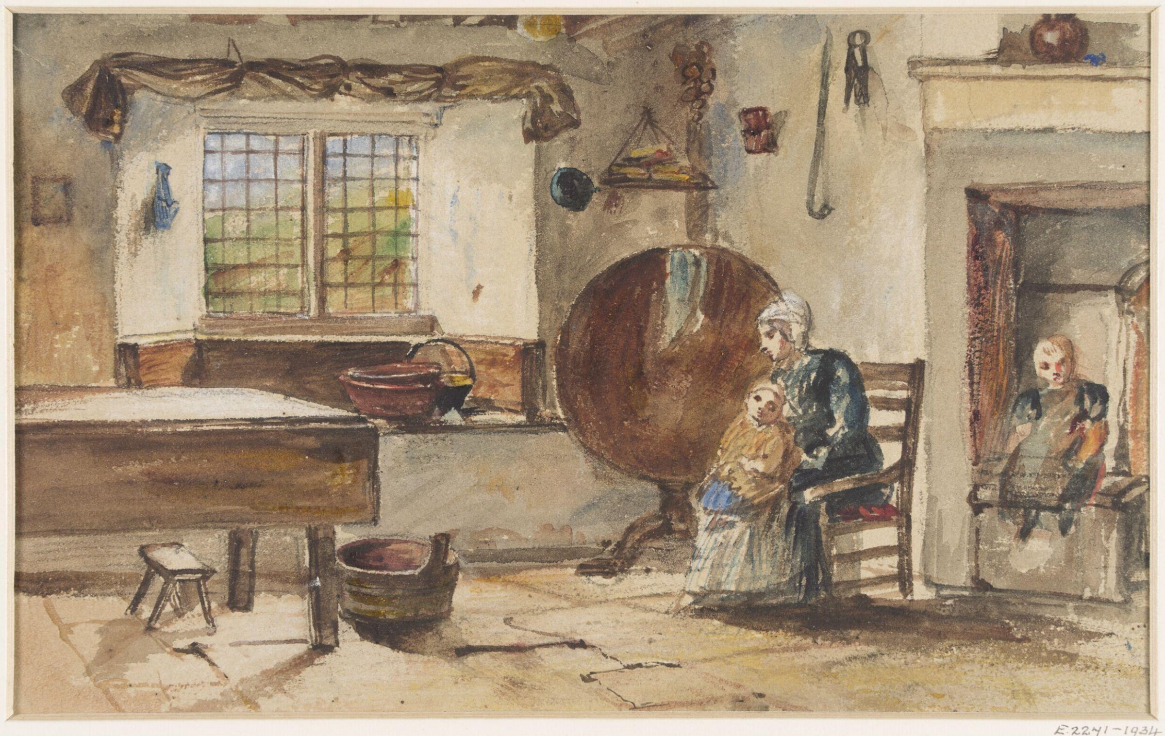 Interior of a cottage, Charles West Cope, ca. 1840