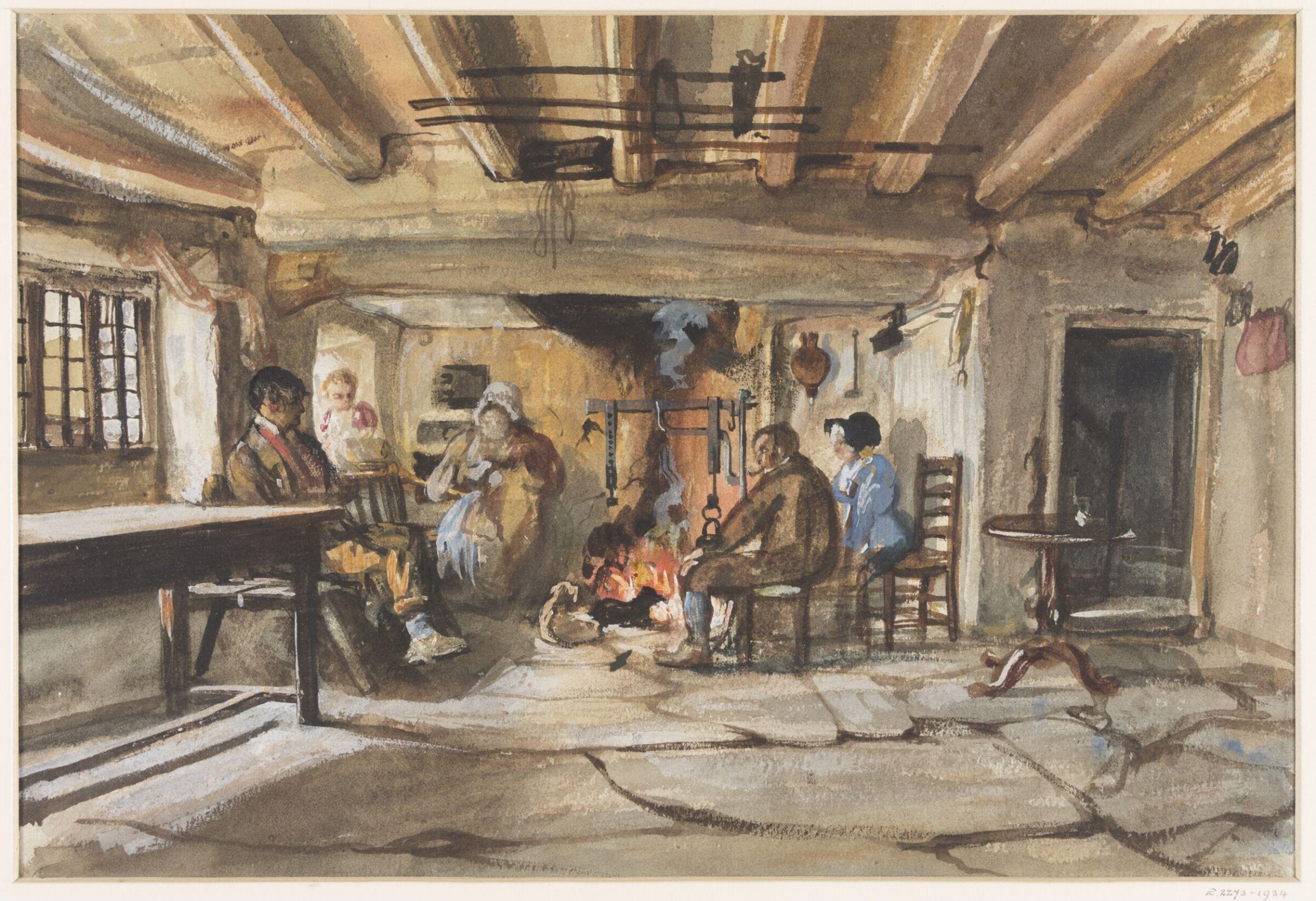 Interior of a cottage, Charles West Cope, ca. 1840
