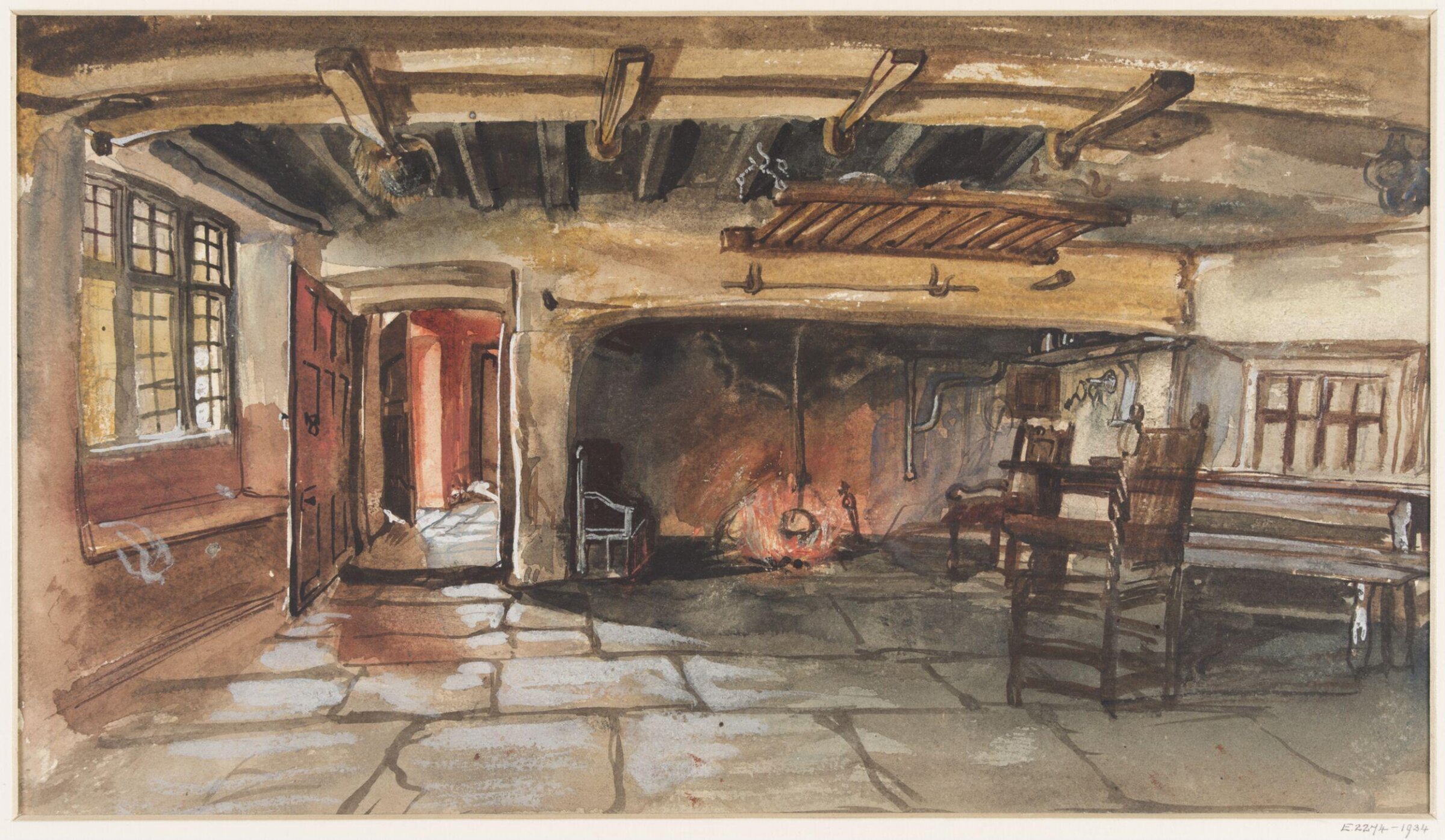 Interior of a cottage, Charles West Cope, ca. 1840