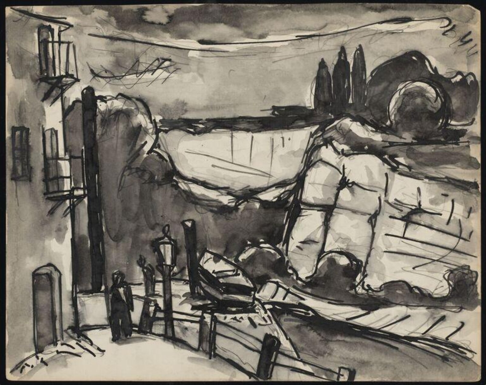 Drawing, Josef Herman, 1944-55