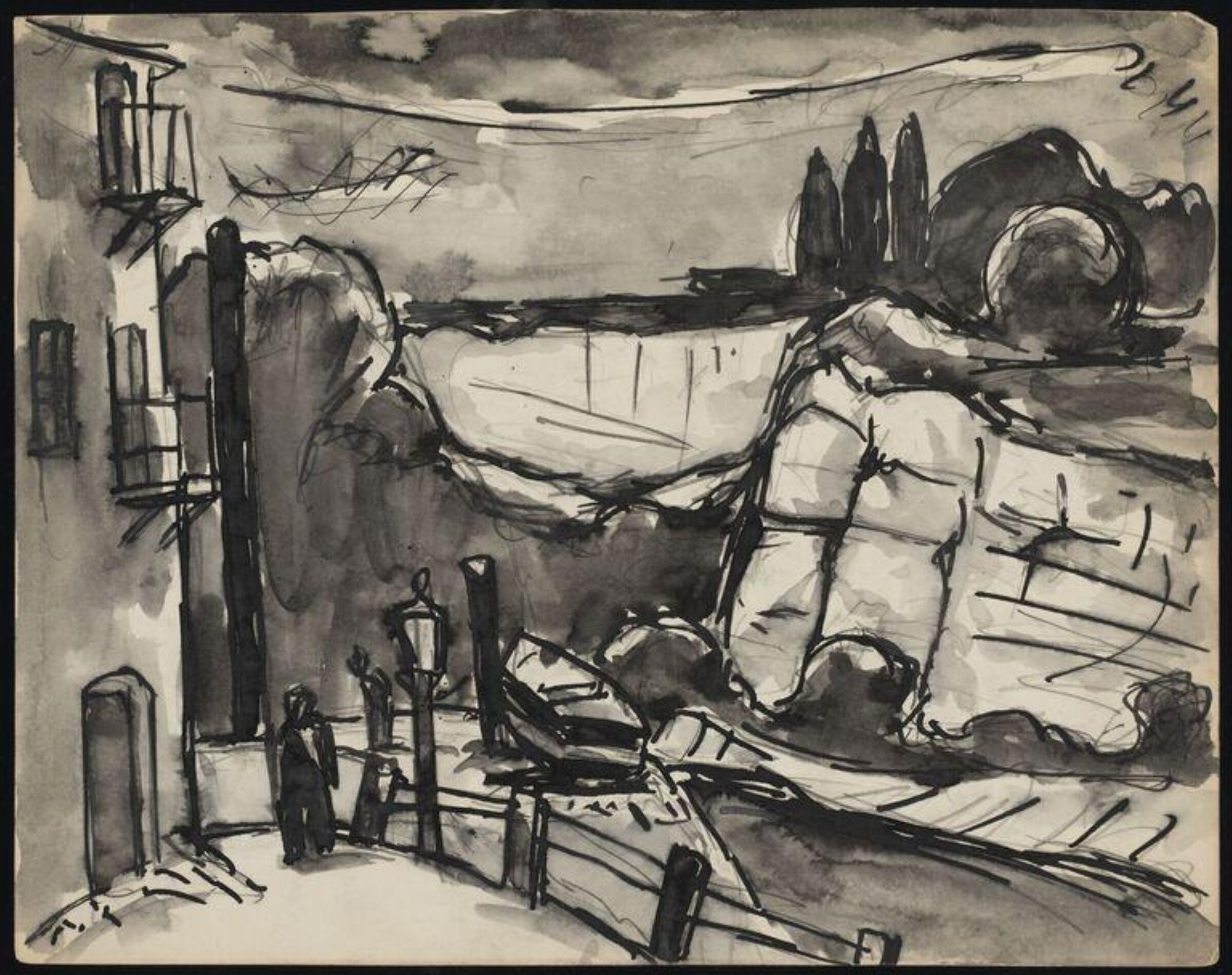 Drawing, Josef Herman, 1944-55