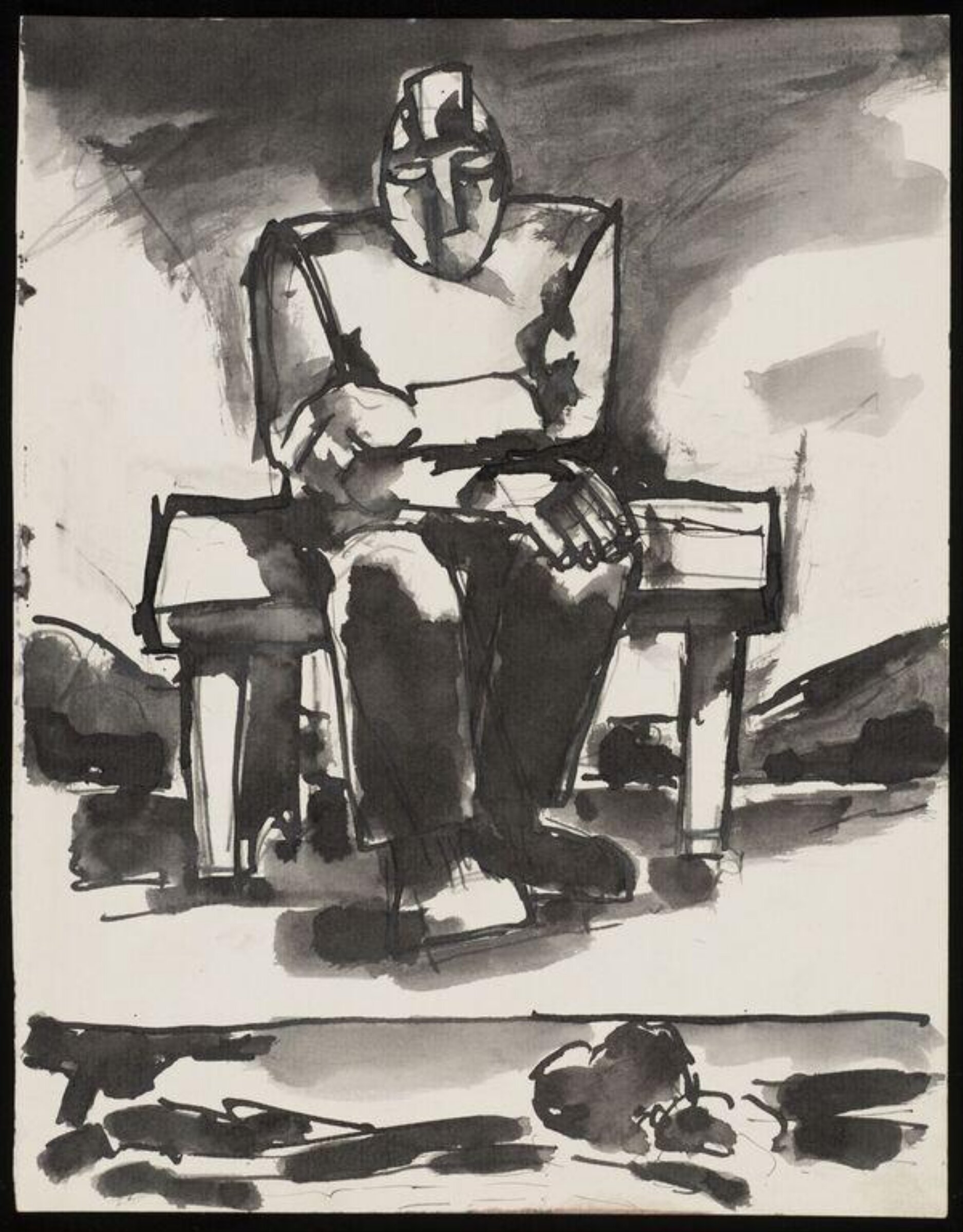 Drawing, Josef Herman, 1944-55