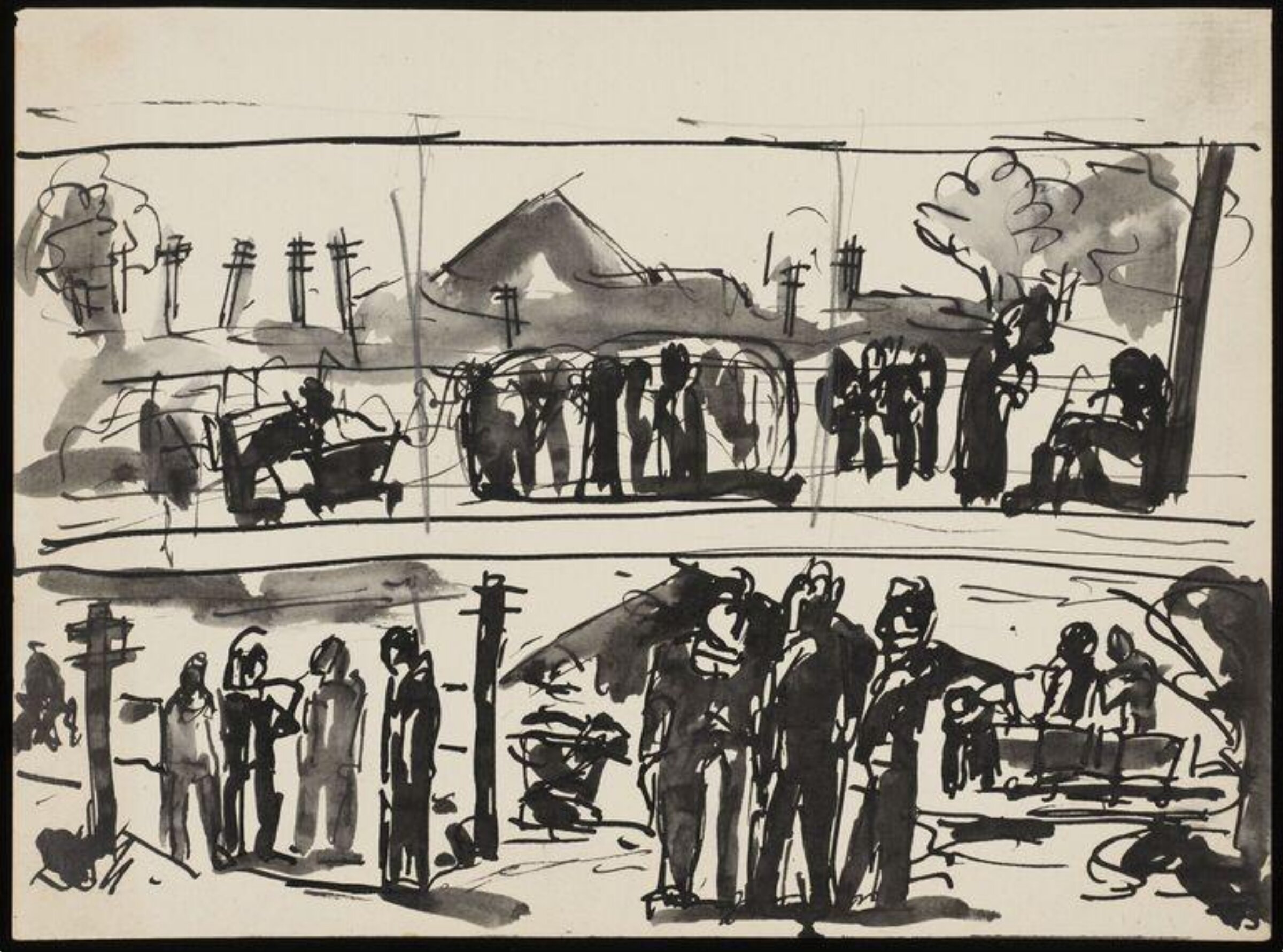 Drawing, Josef Herman, 1944-55